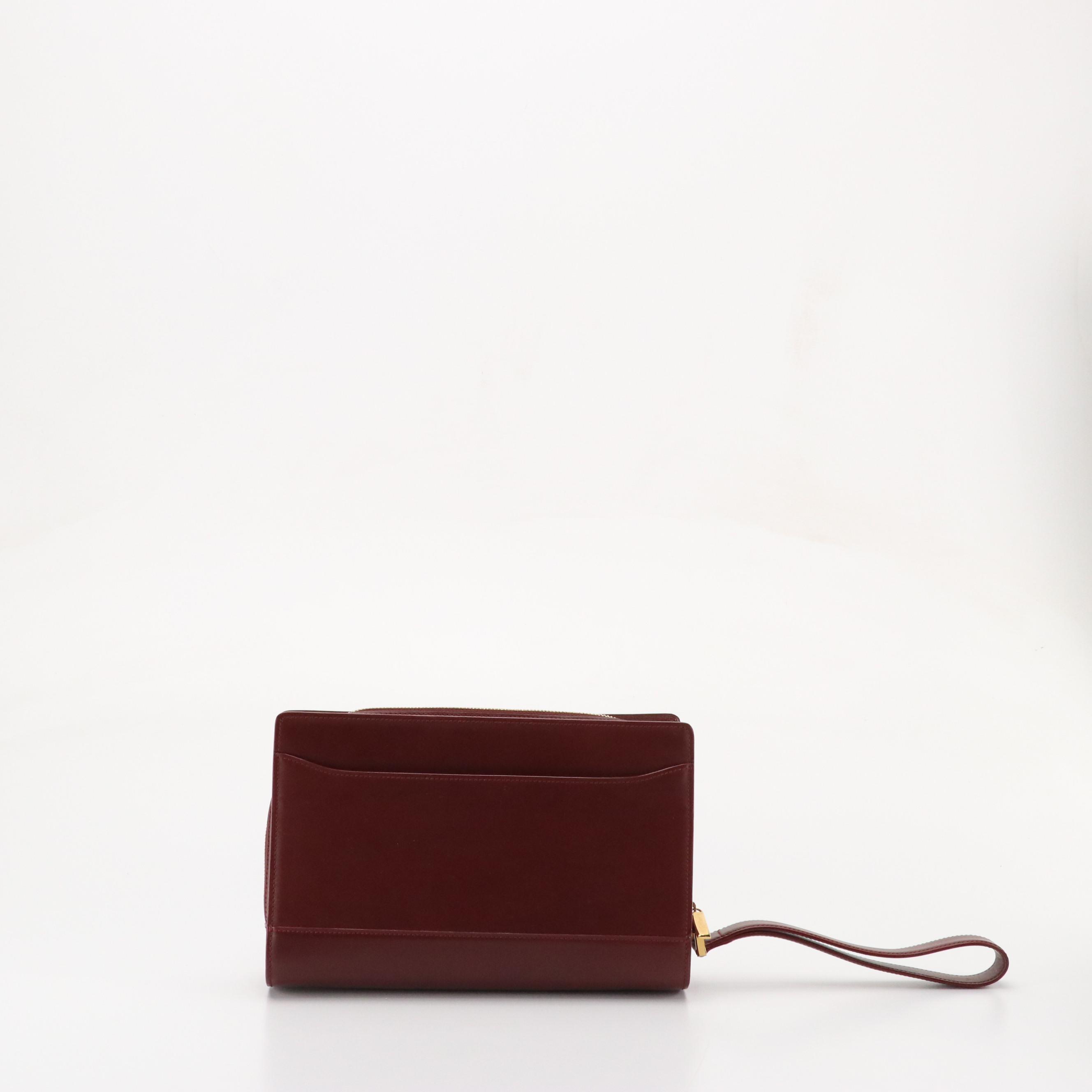 Cartier Wristlet Clutch in Burgundy Leather