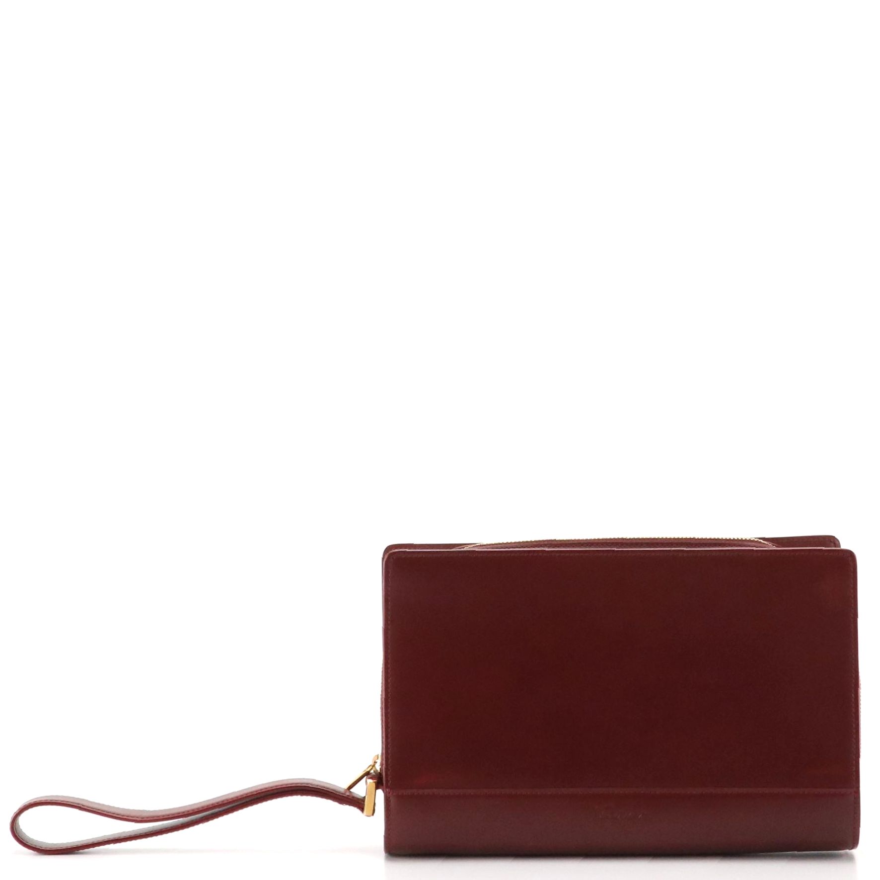 Cartier Wristlet Clutch in Burgundy Leather