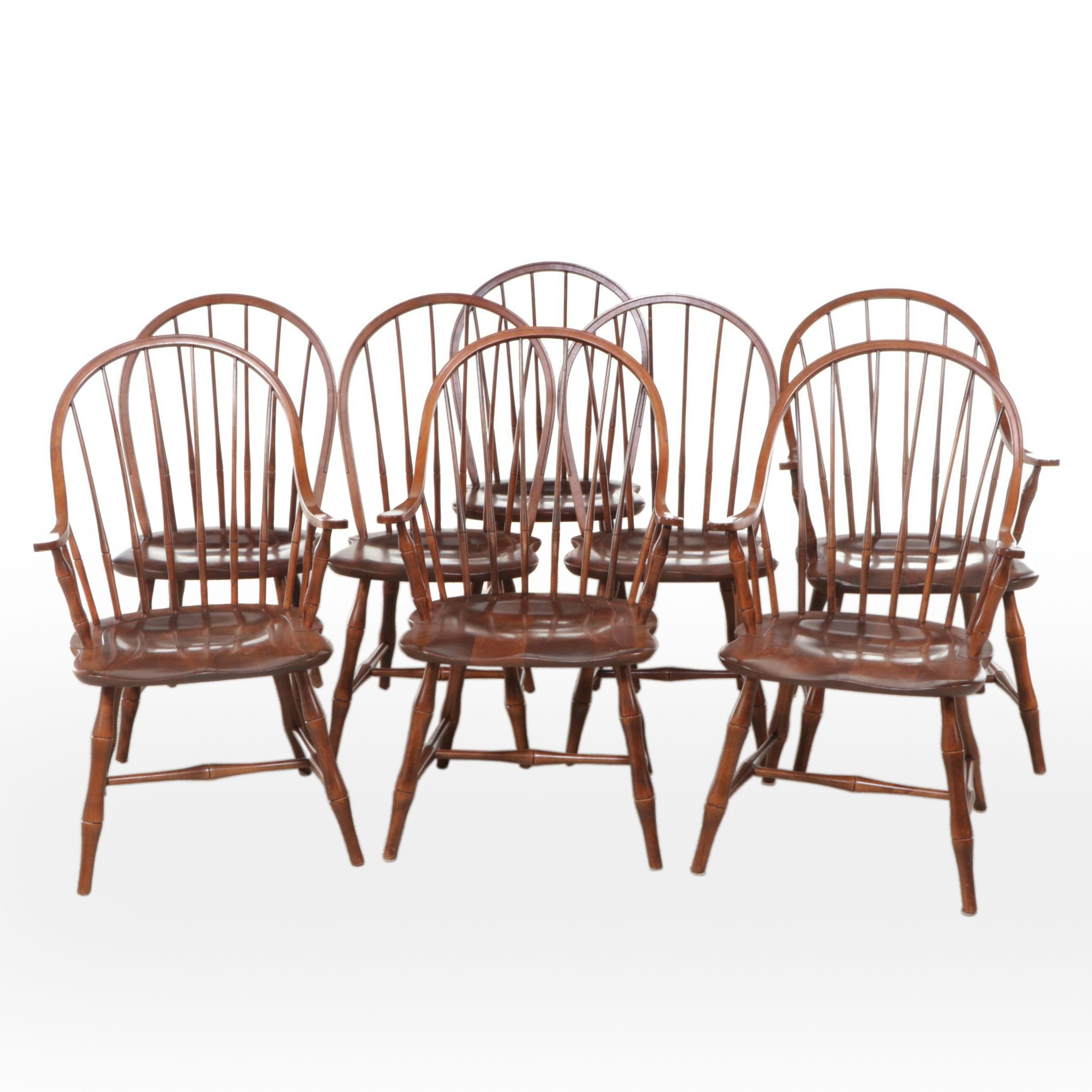 Eight Nichols & Stone Spindle-Back Windsor Chairs, Late 20th Century