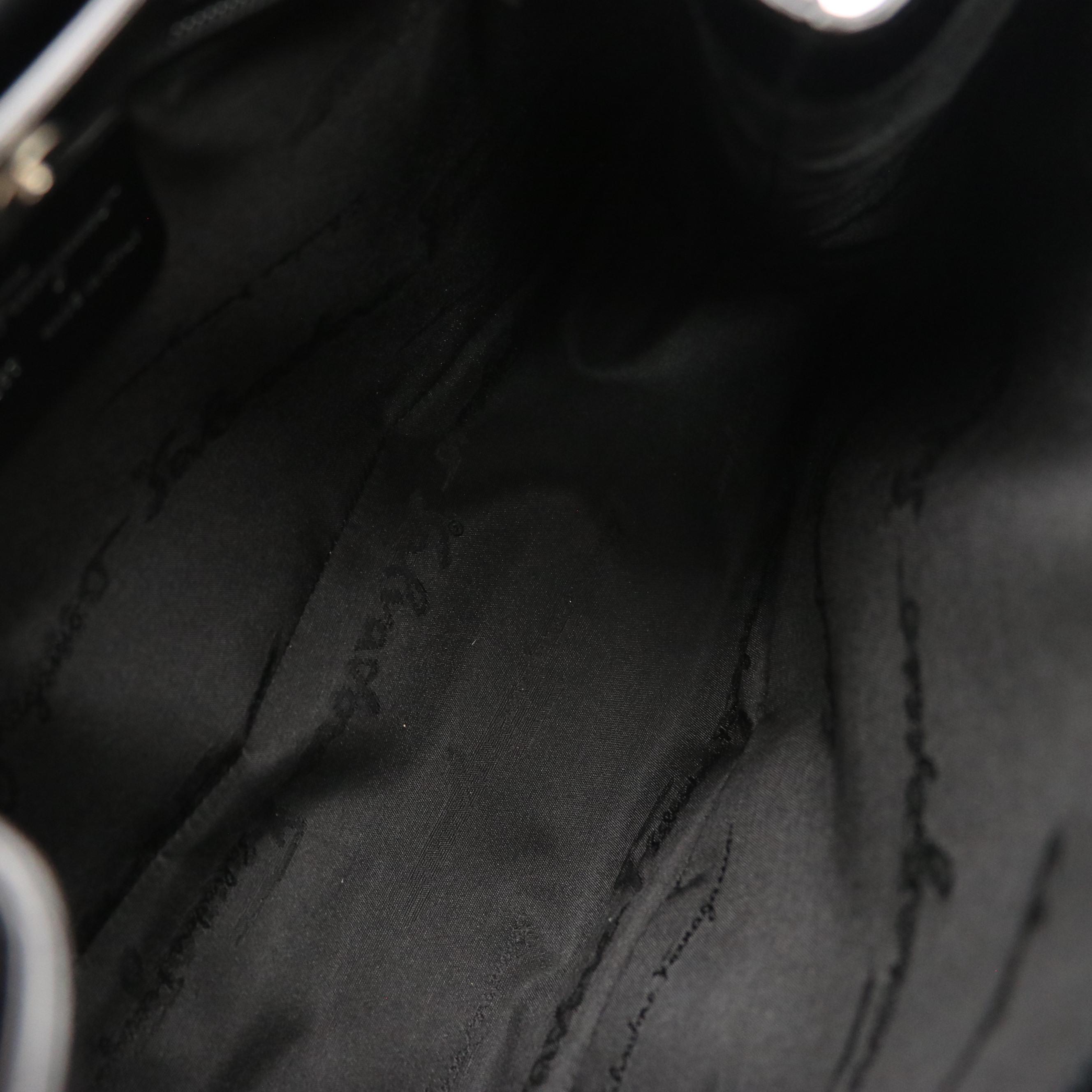 Salvatore Ferragamo Gancini Shoulder Tote in Black Leather