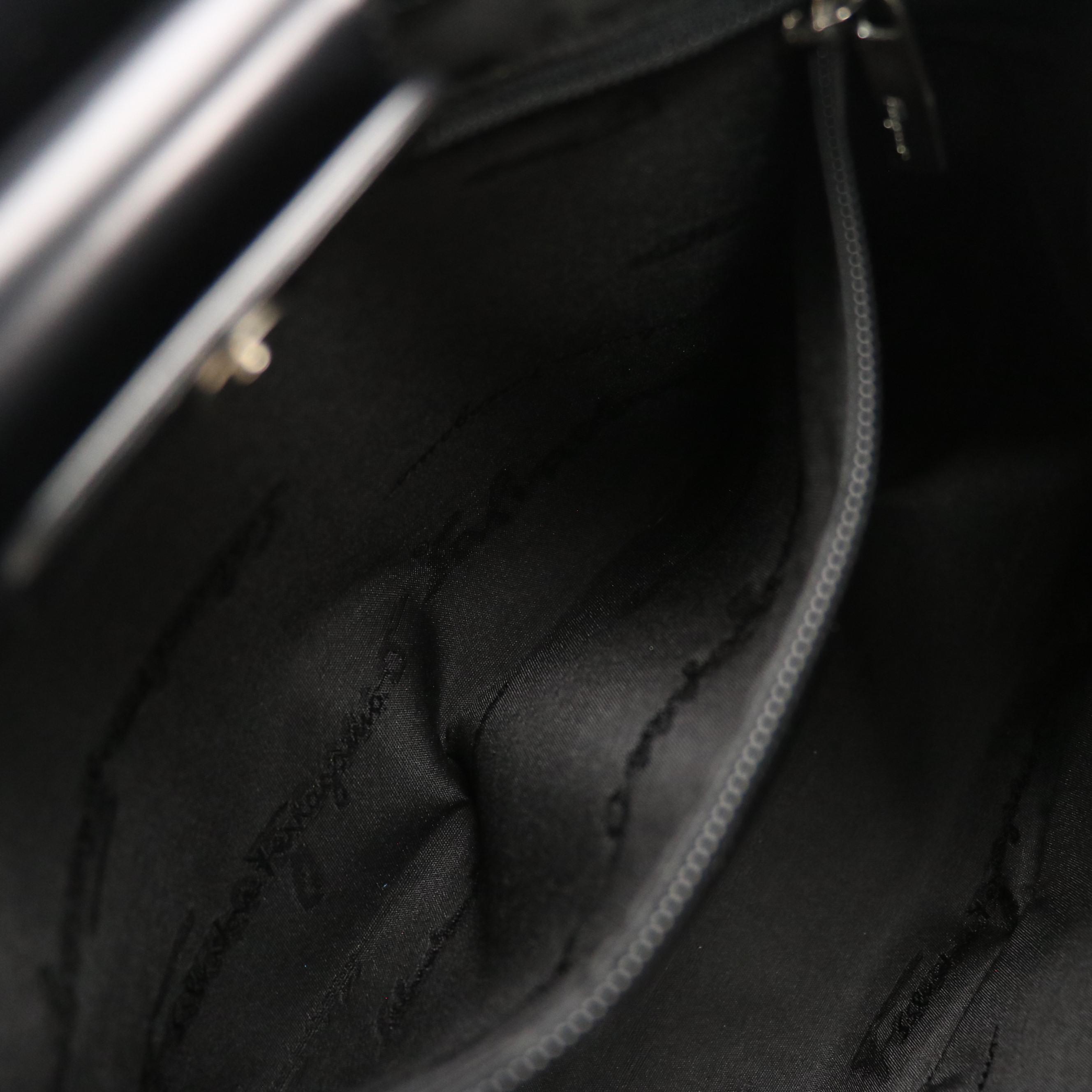 Salvatore Ferragamo Gancini Shoulder Tote in Black Leather