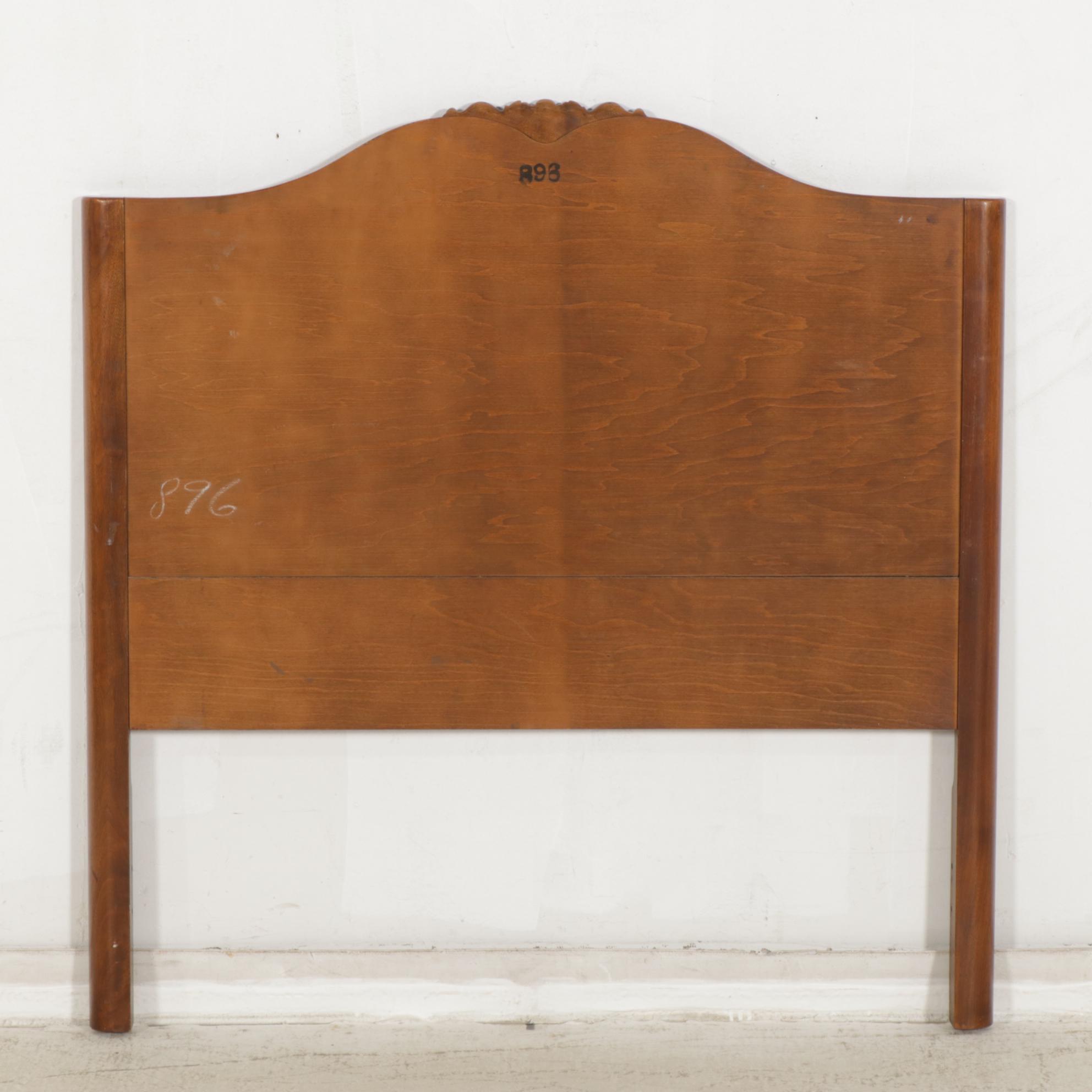 French Provincial Style Walnut Twin Bed Frame, Mid-20th Century