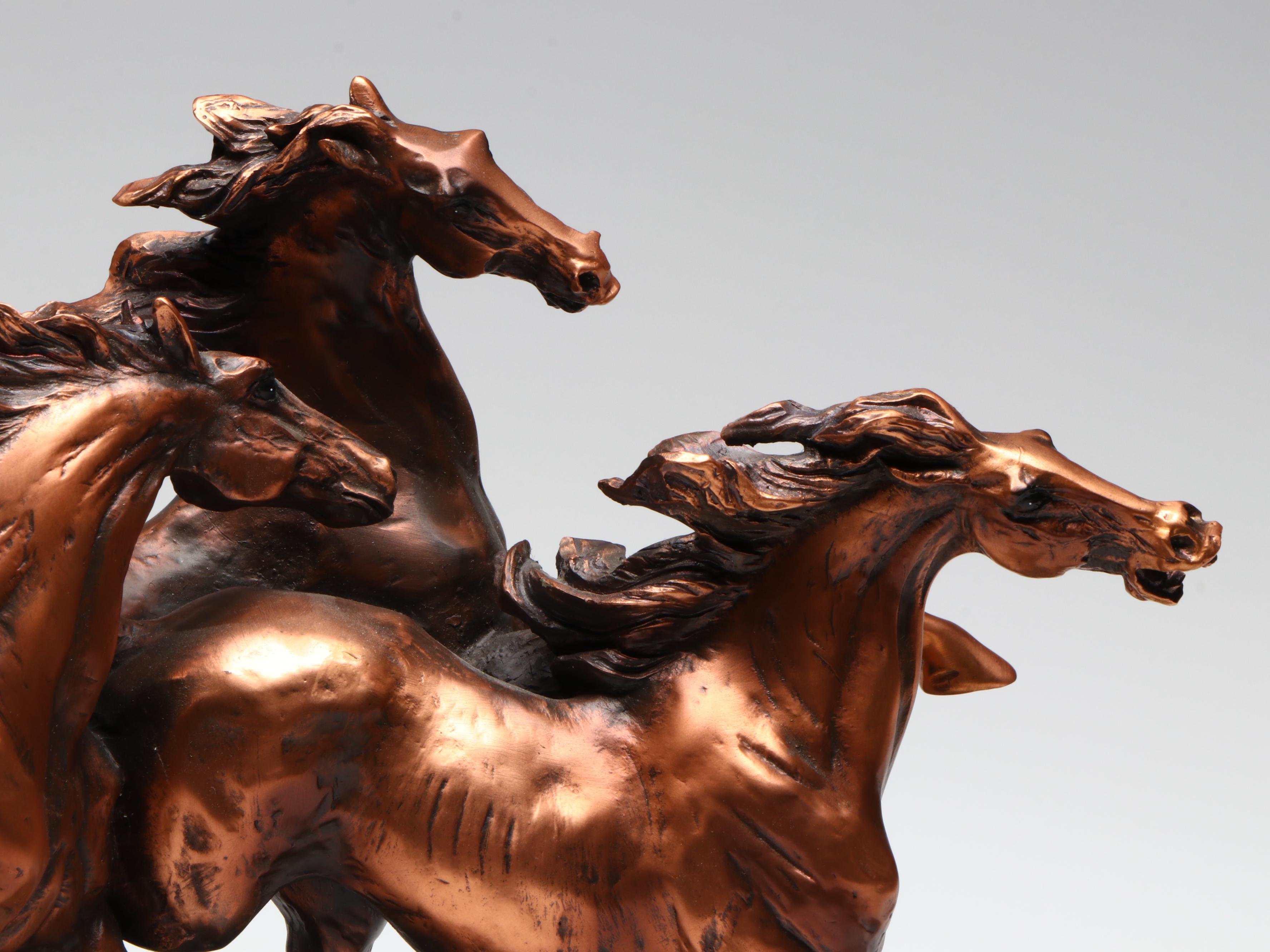 Bronze Finish Sculpture of Galloping Horses
