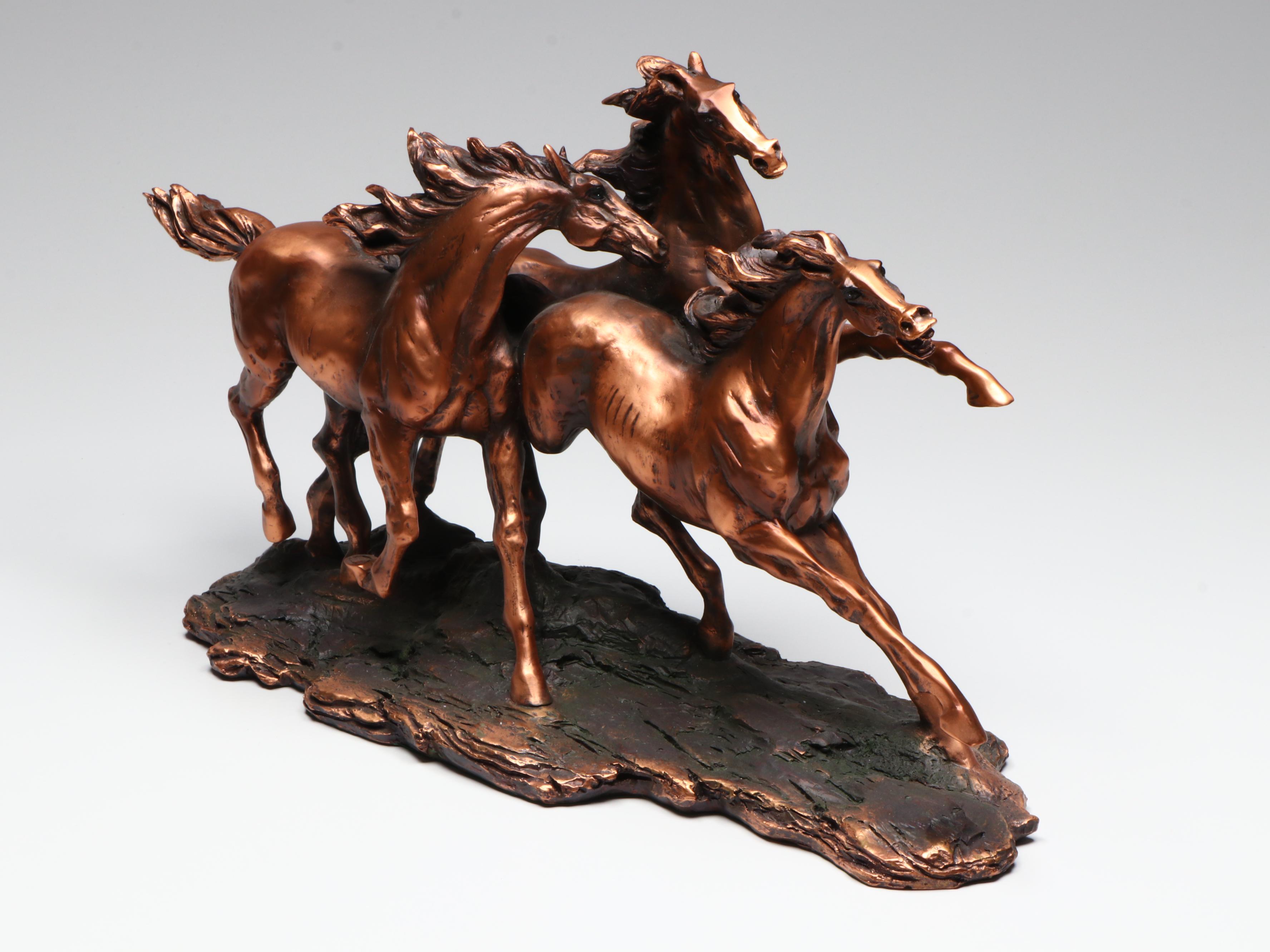 Bronze Finish Sculpture of Galloping Horses