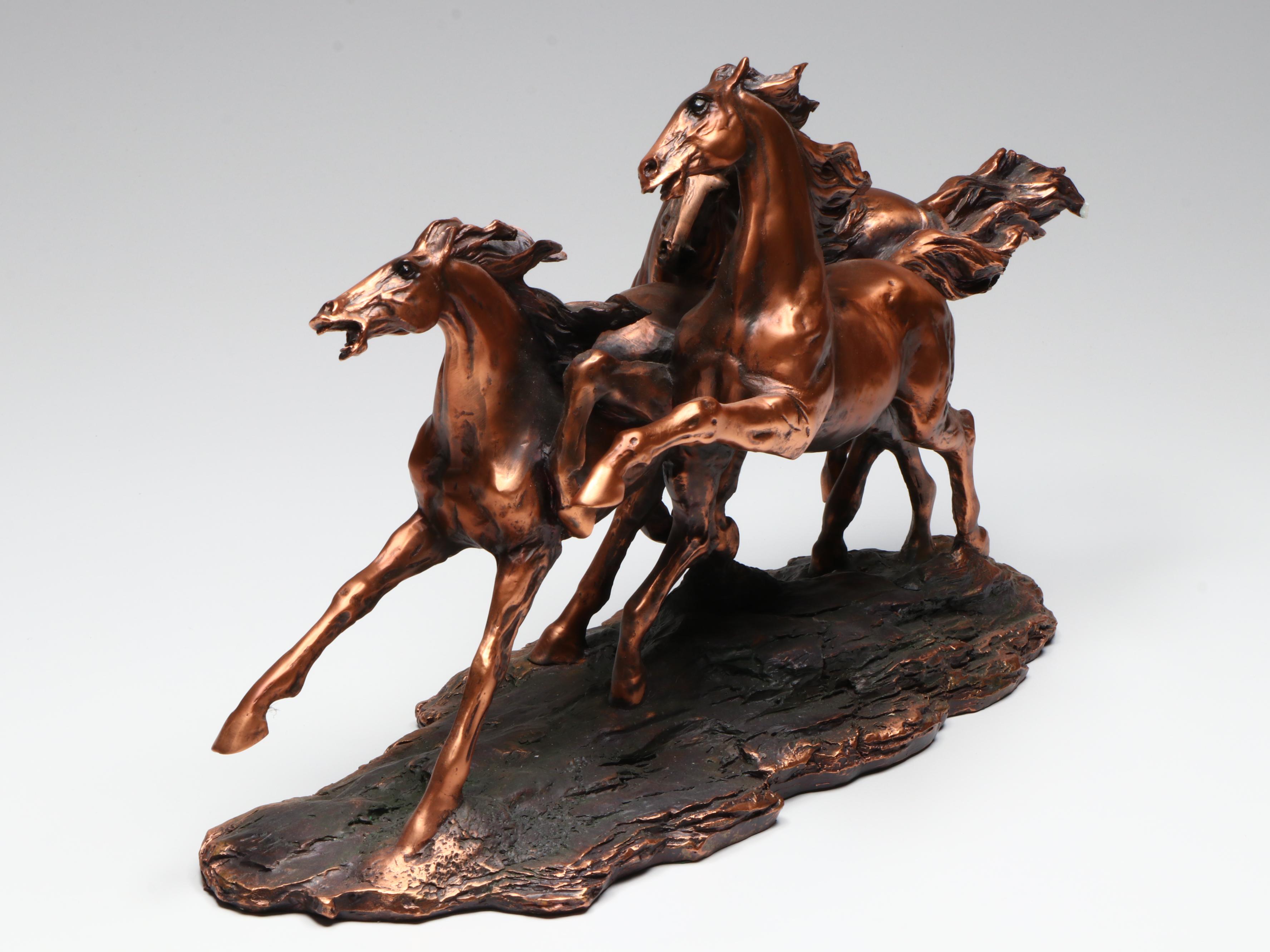 Bronze Finish Sculpture of Galloping Horses