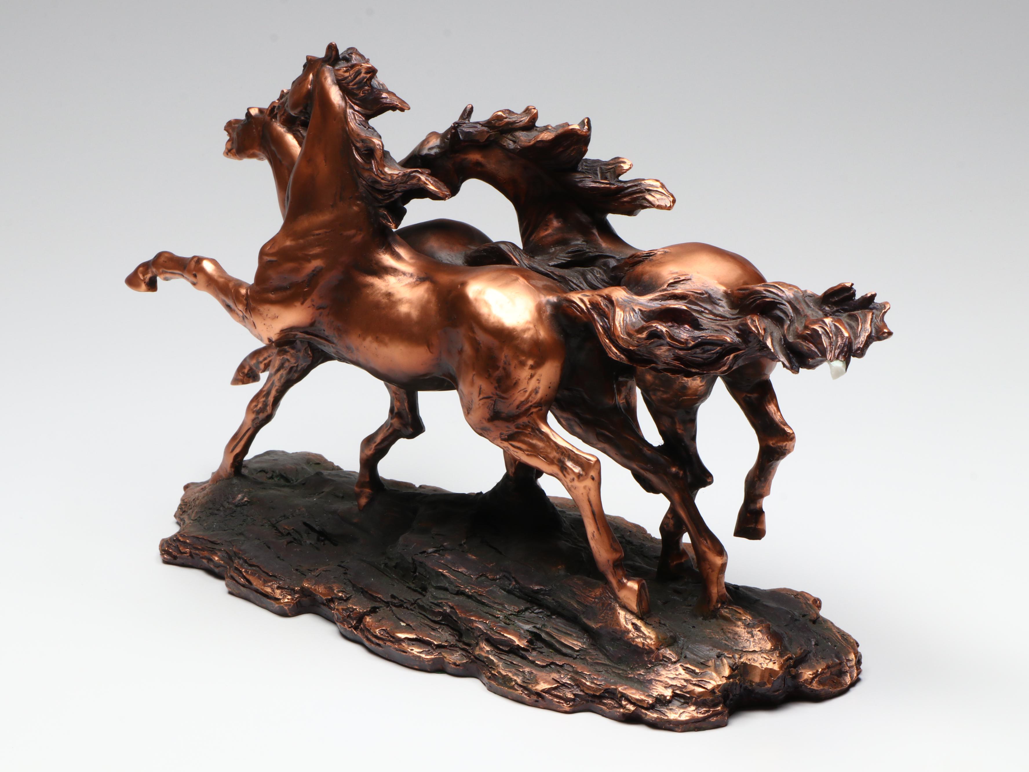 Bronze Finish Sculpture of Galloping Horses