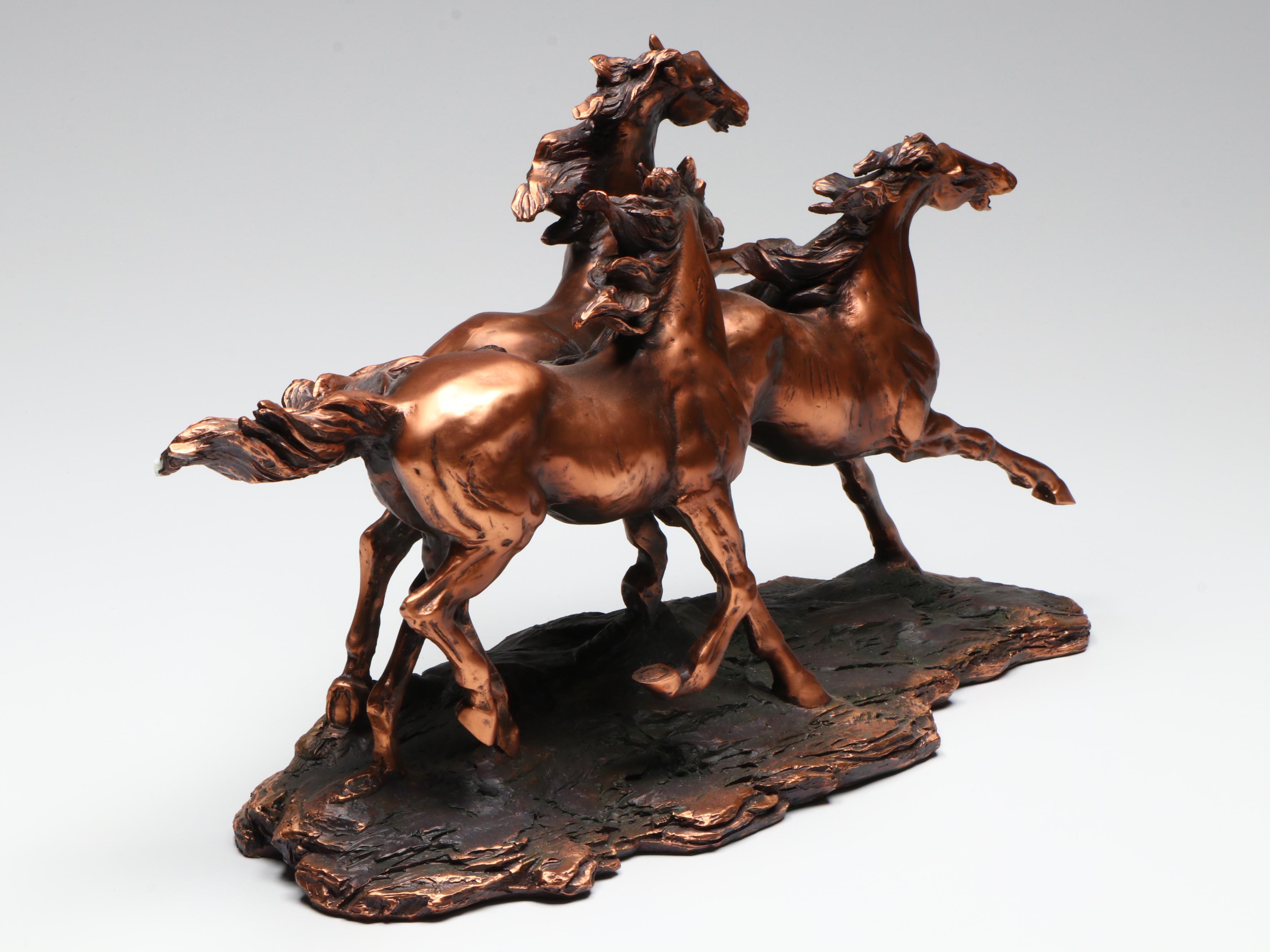 Bronze Finish Sculpture of Galloping Horses