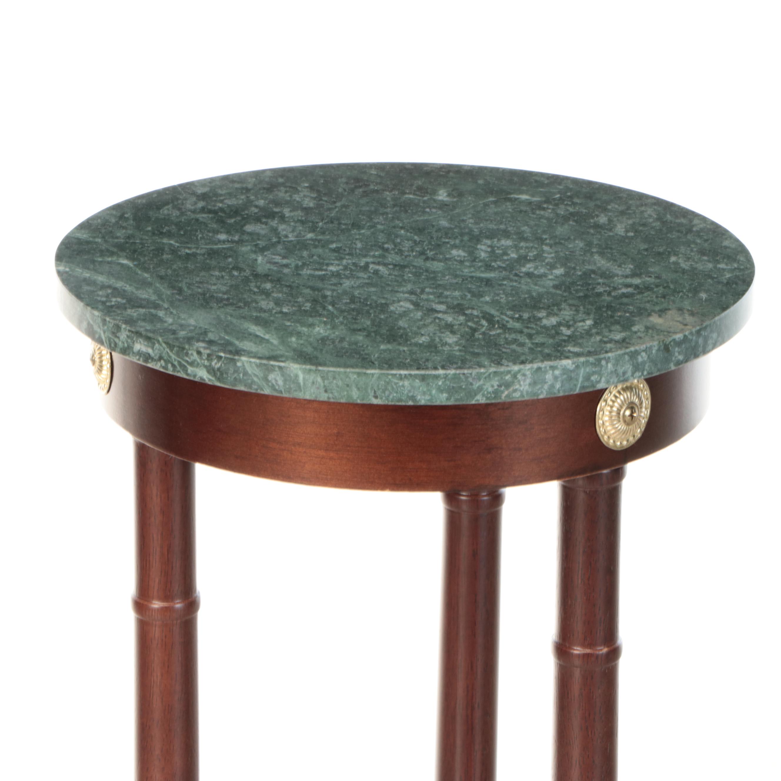 Federal Style Granite Top Wooden Accent Table