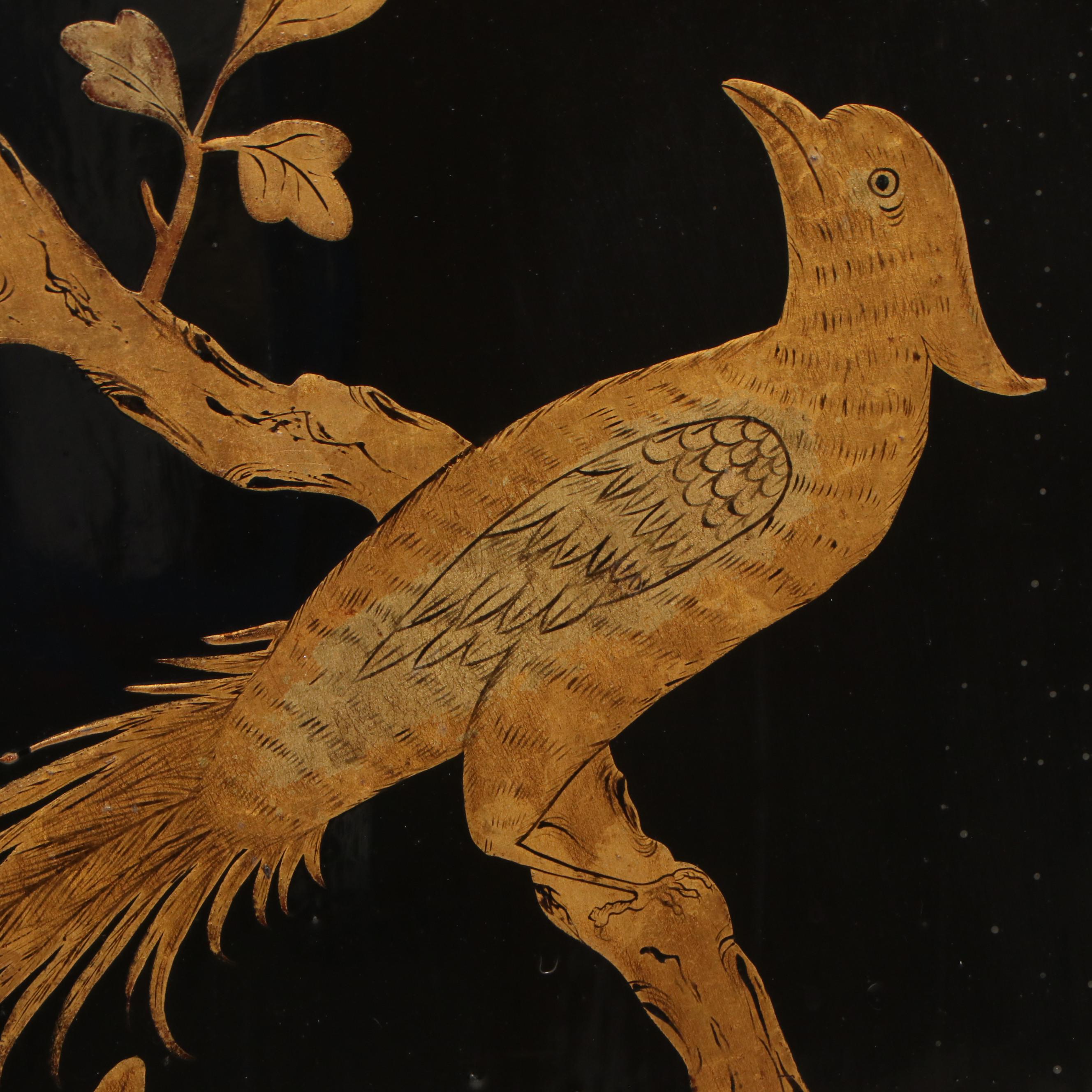 Chinese Hand-Decorated Parcel-Gilt and Lacquered Three-Panel Room Divider