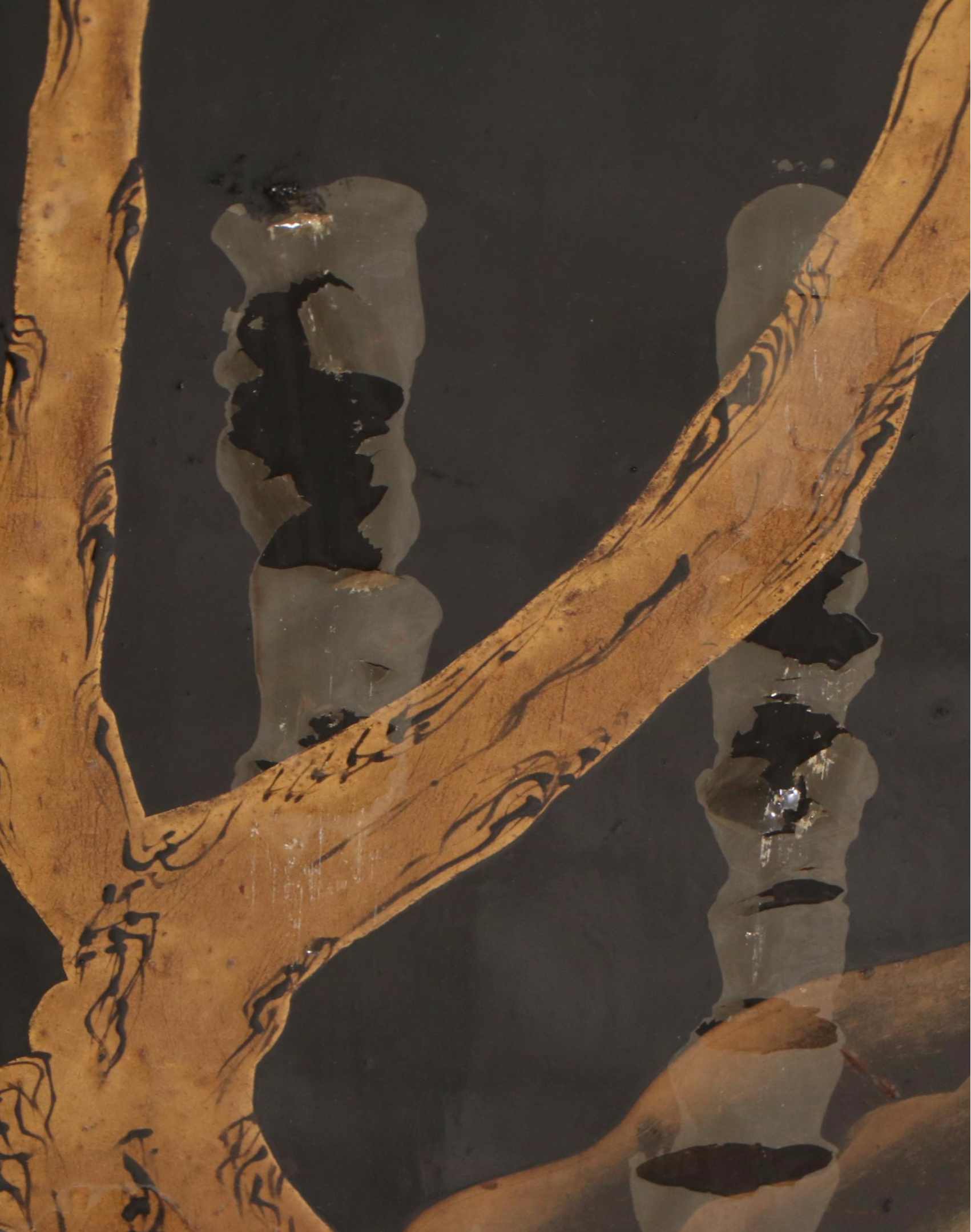 Chinese Hand-Decorated Parcel-Gilt and Lacquered Three-Panel Room Divider