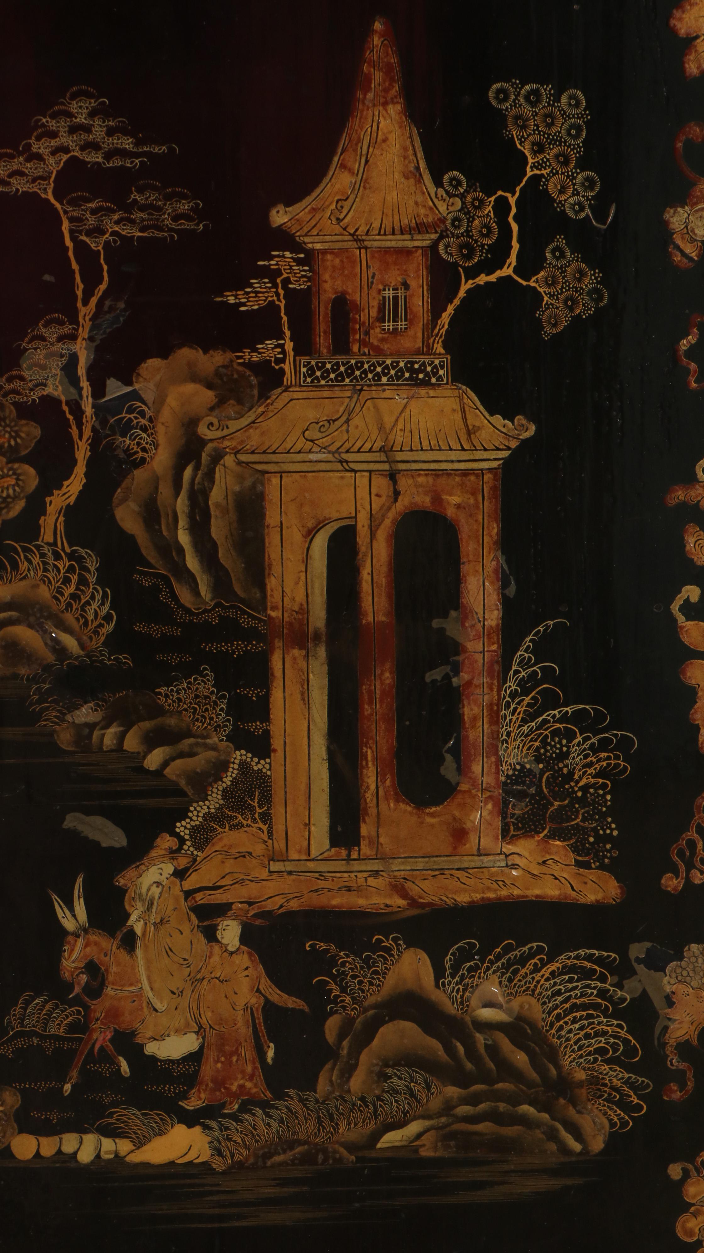 Chinese Hand-Decorated Parcel-Gilt and Lacquered Three-Panel Room Divider