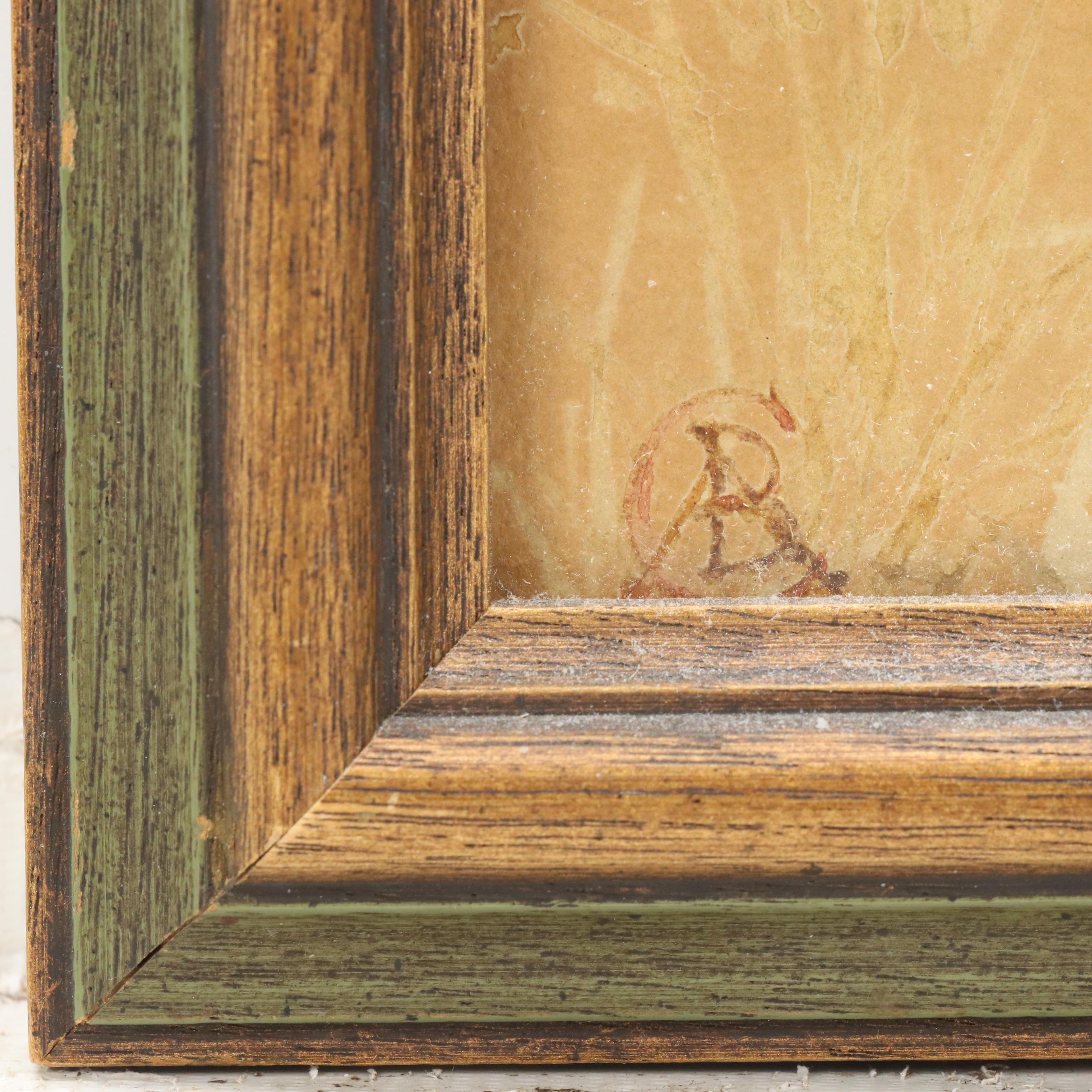 Bucolic Landscape Watercolor Painting, Early 20th Century