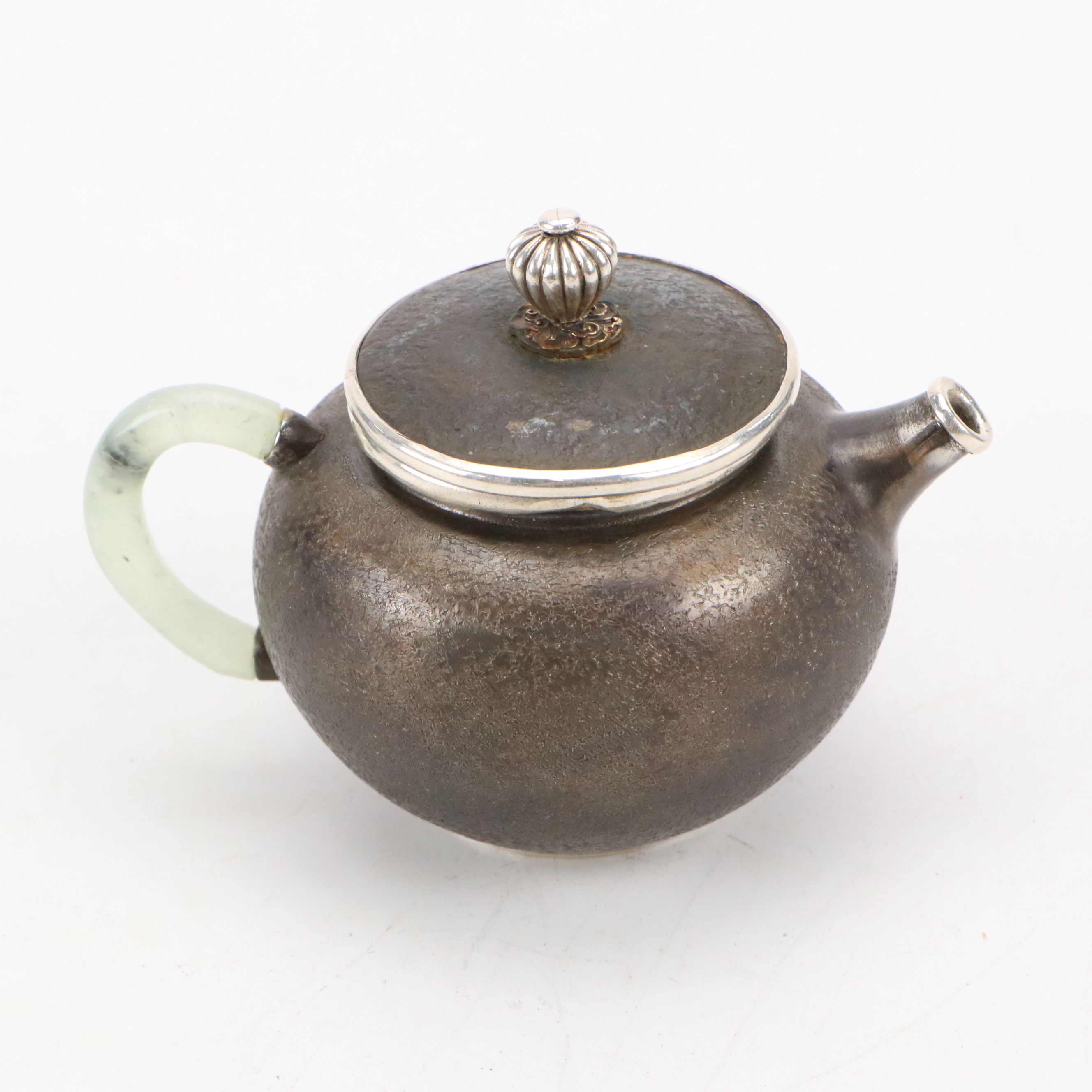 Chinese Sterling and Mixed Metal Teapot with Chalcedony Handle