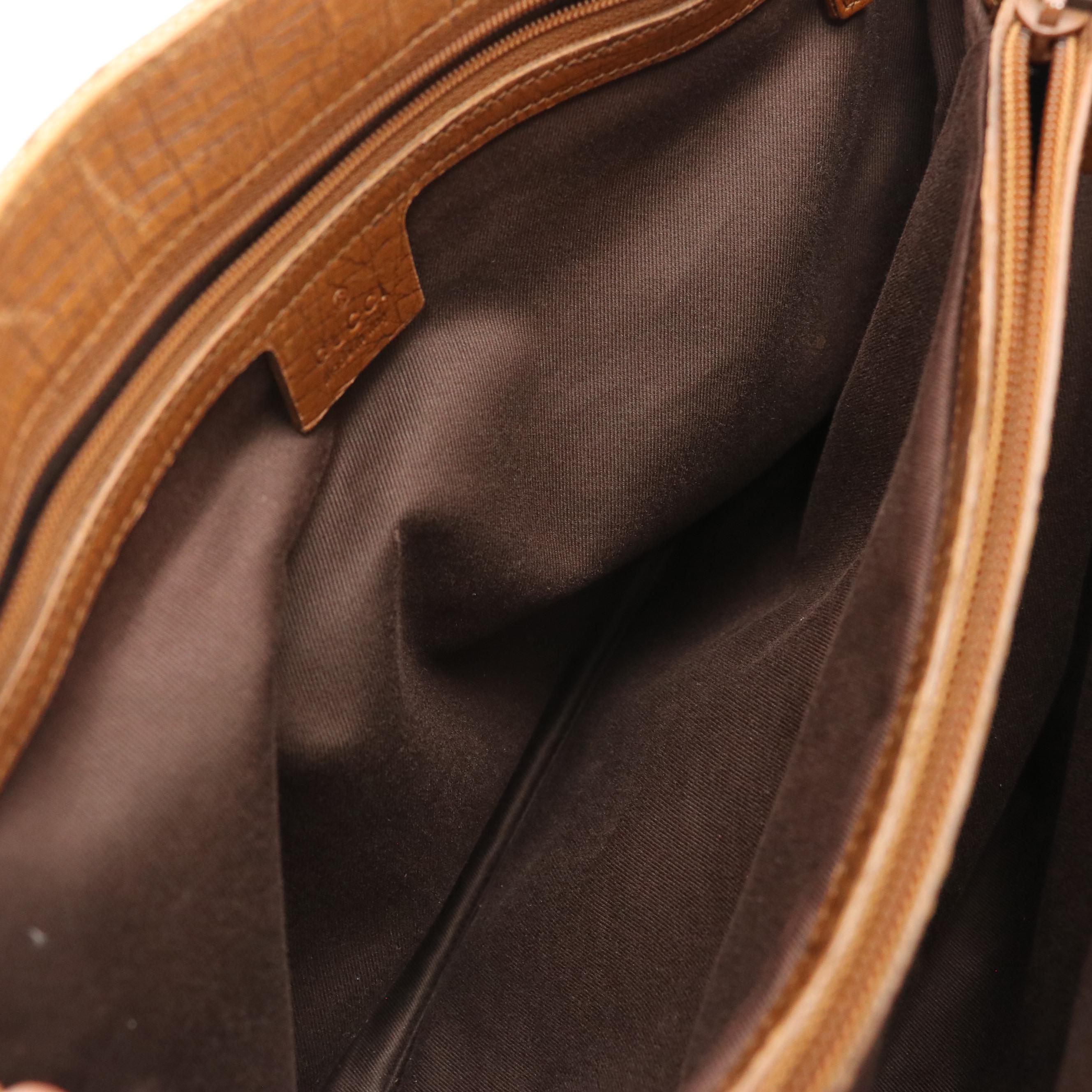 Gucci Bamboo Accented Tote in Brown GG Canvas and Leather Trim