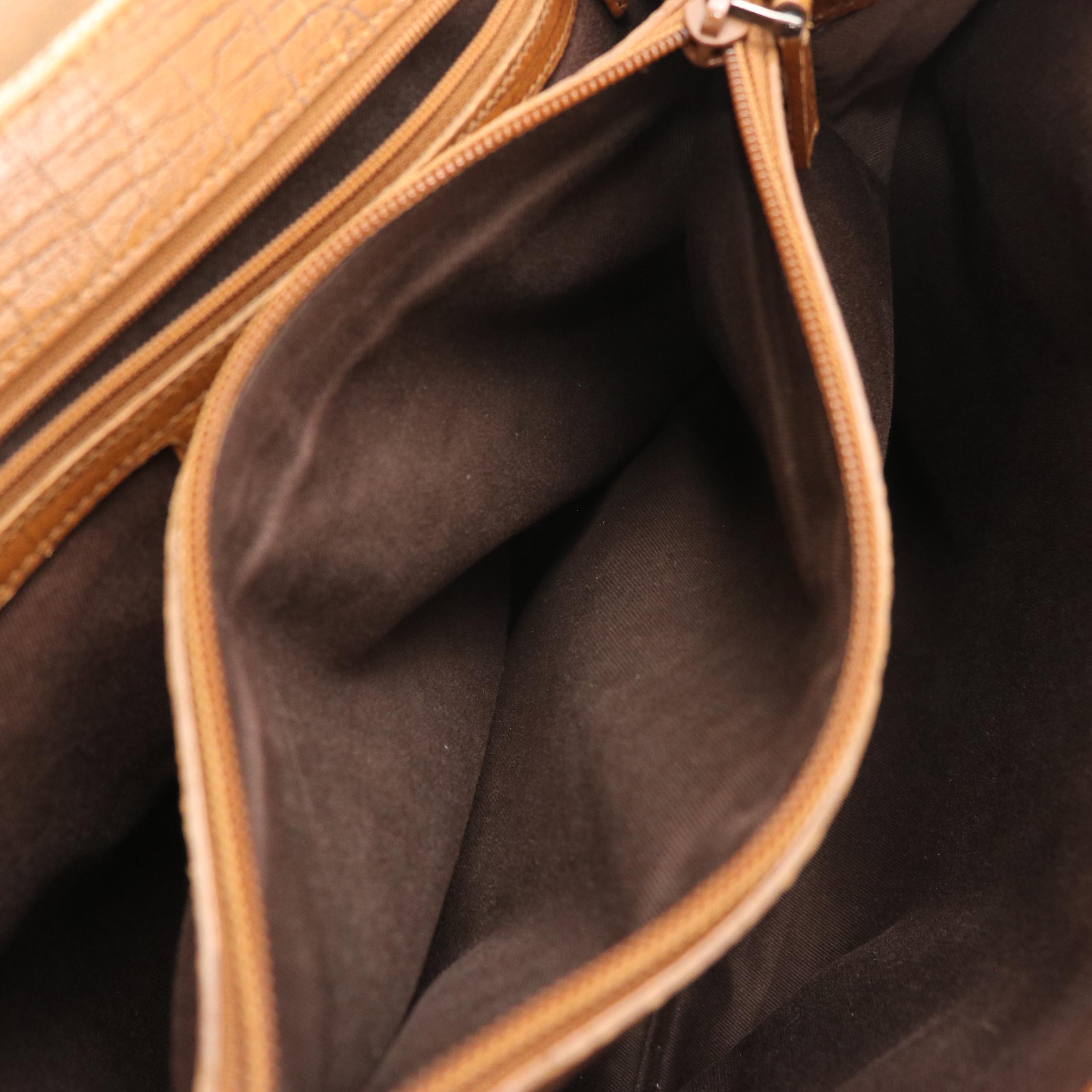 Gucci Bamboo Accented Tote in Brown GG Canvas and Leather Trim