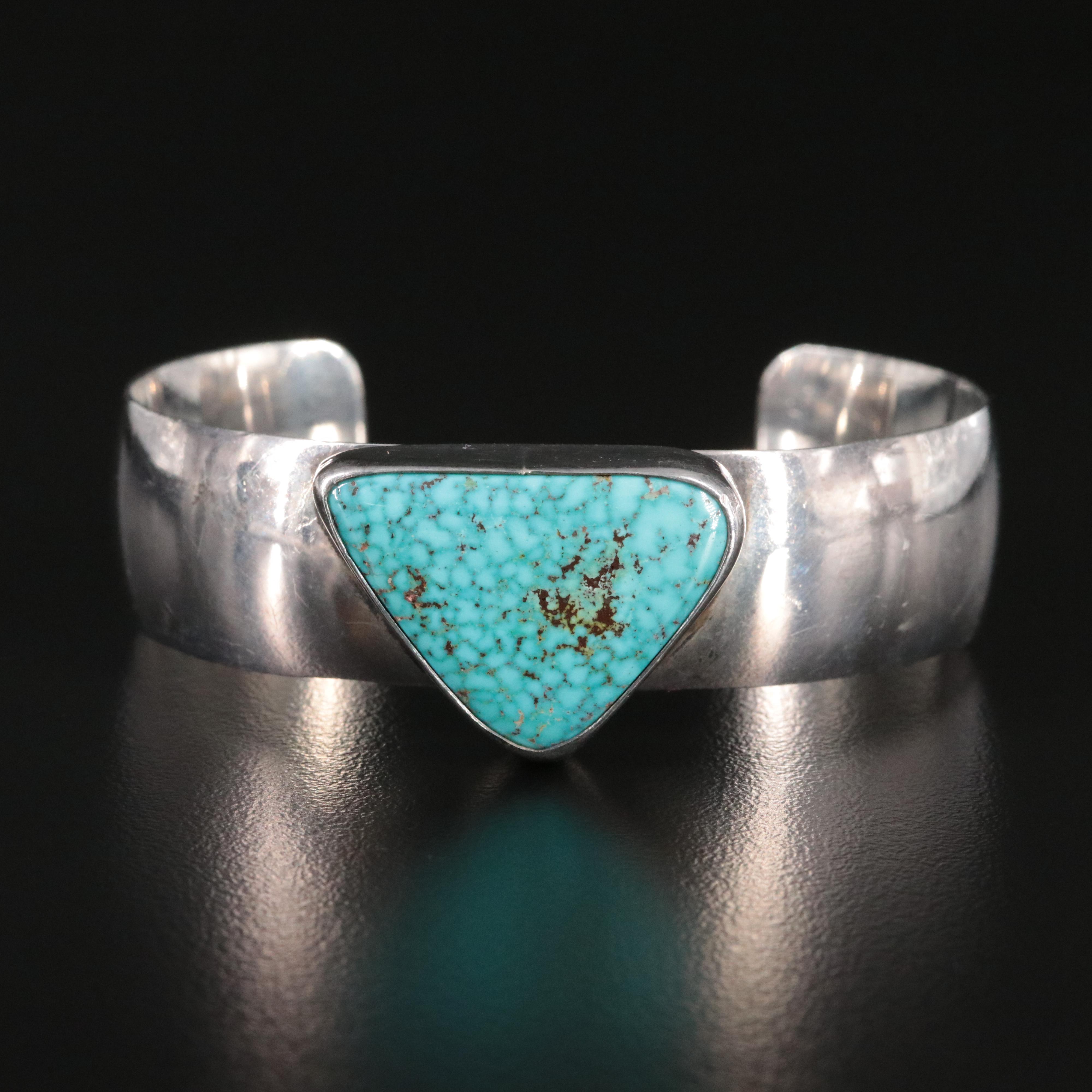 Southwestern Sterling and Turquoise Cuff