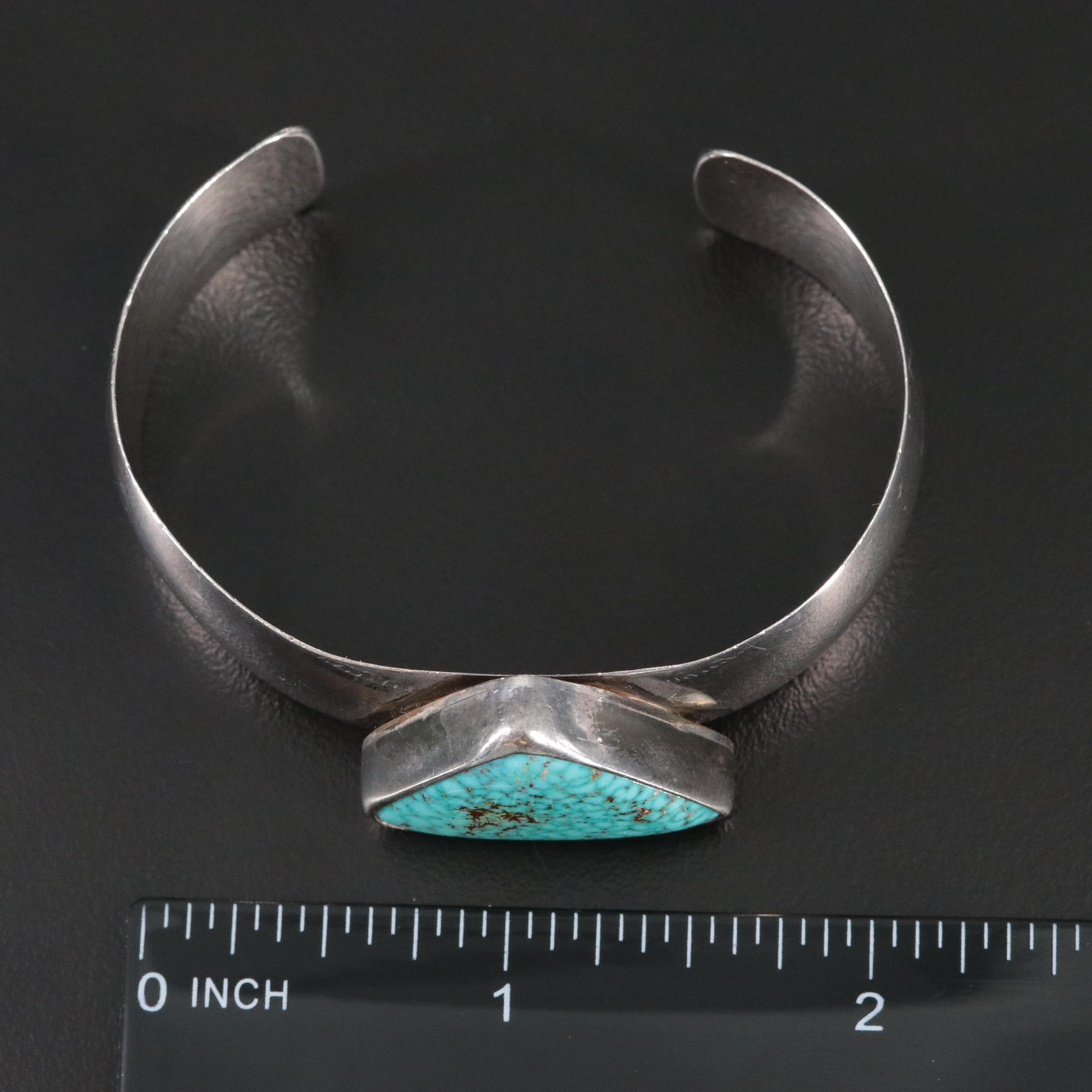 Southwestern Sterling and Turquoise Cuff