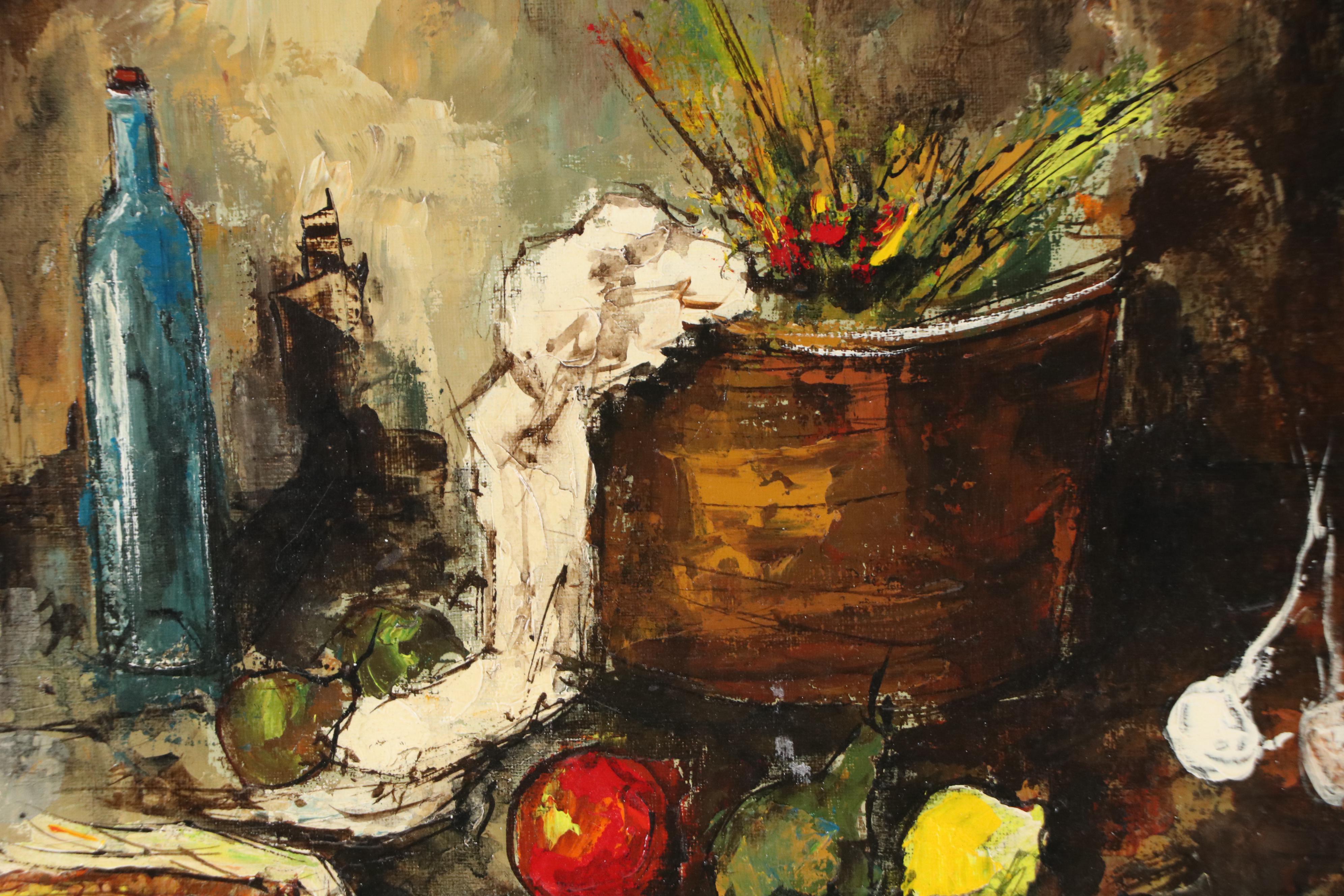 Bunuel Expressionist Style Still Life with Fruit and Potted Plant, 1967