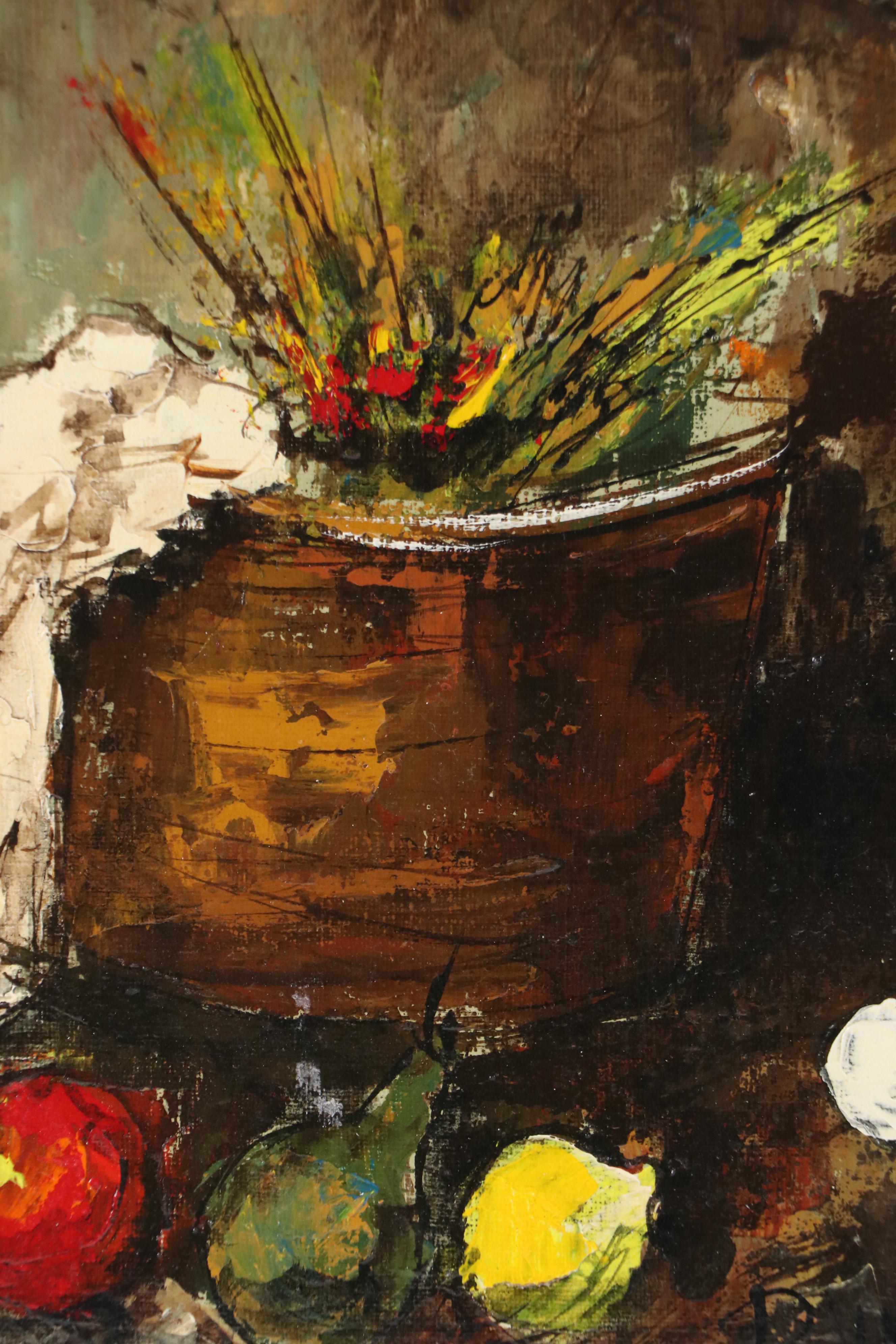 Bunuel Expressionist Style Still Life with Fruit and Potted Plant, 1967