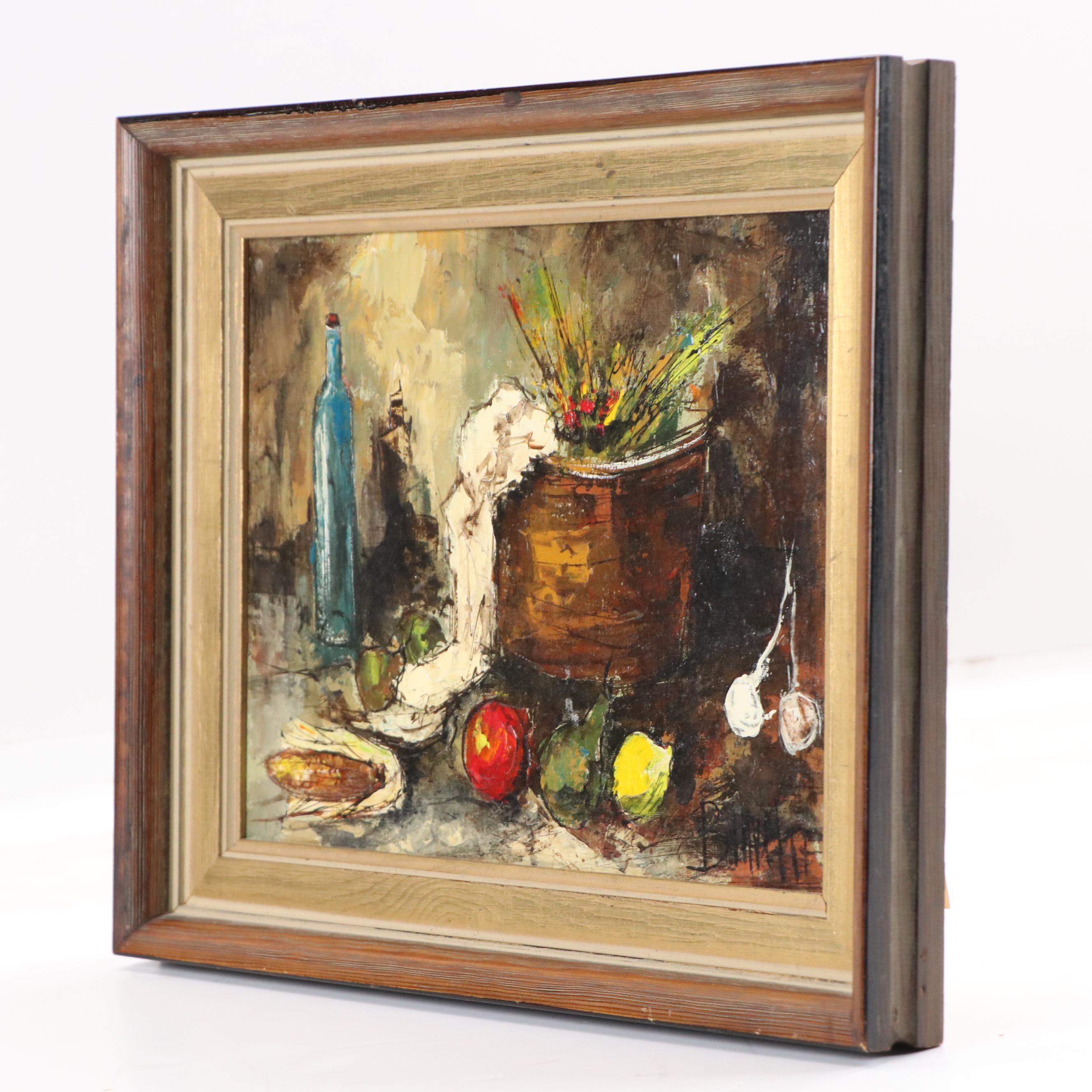 Bunuel Expressionist Style Still Life with Fruit and Potted Plant, 1967