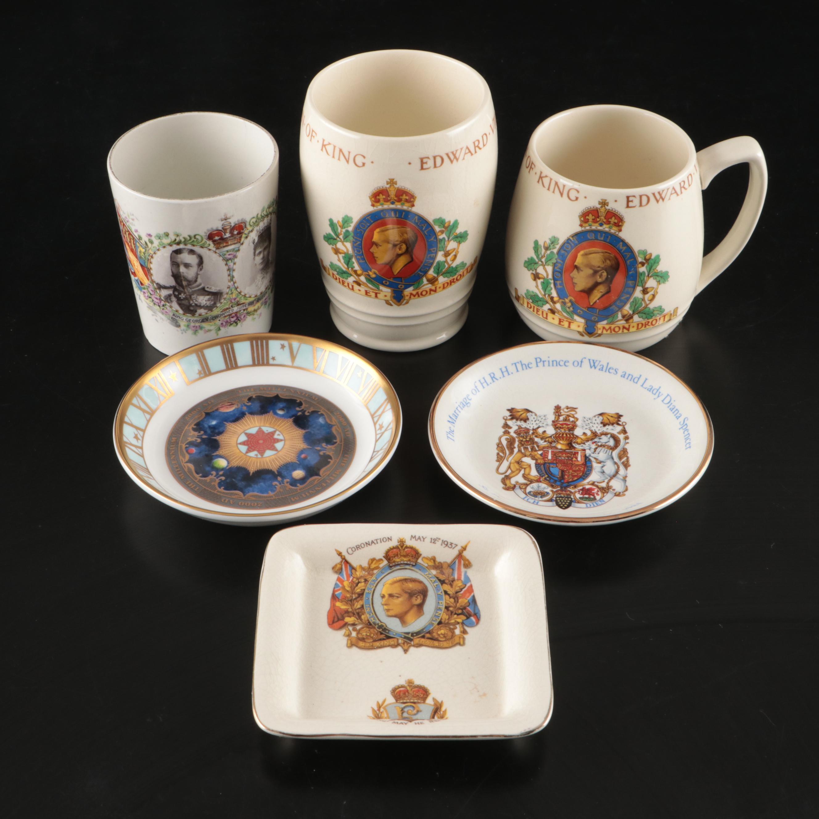British Royal Commemorative Ceramic Trinket Dishes and Cups