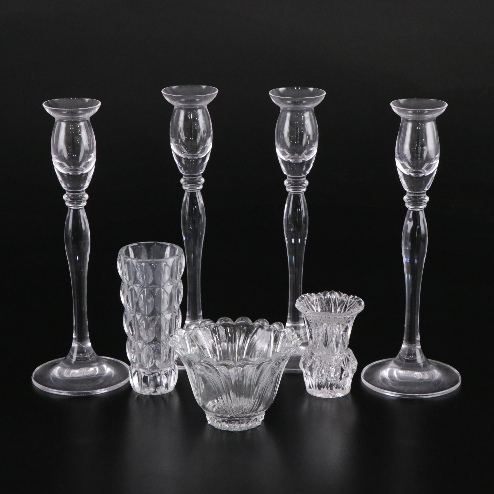 Mikasa "Ballet" Crystal Candlesticks with Fostoria "Grace" Bud Vase and More