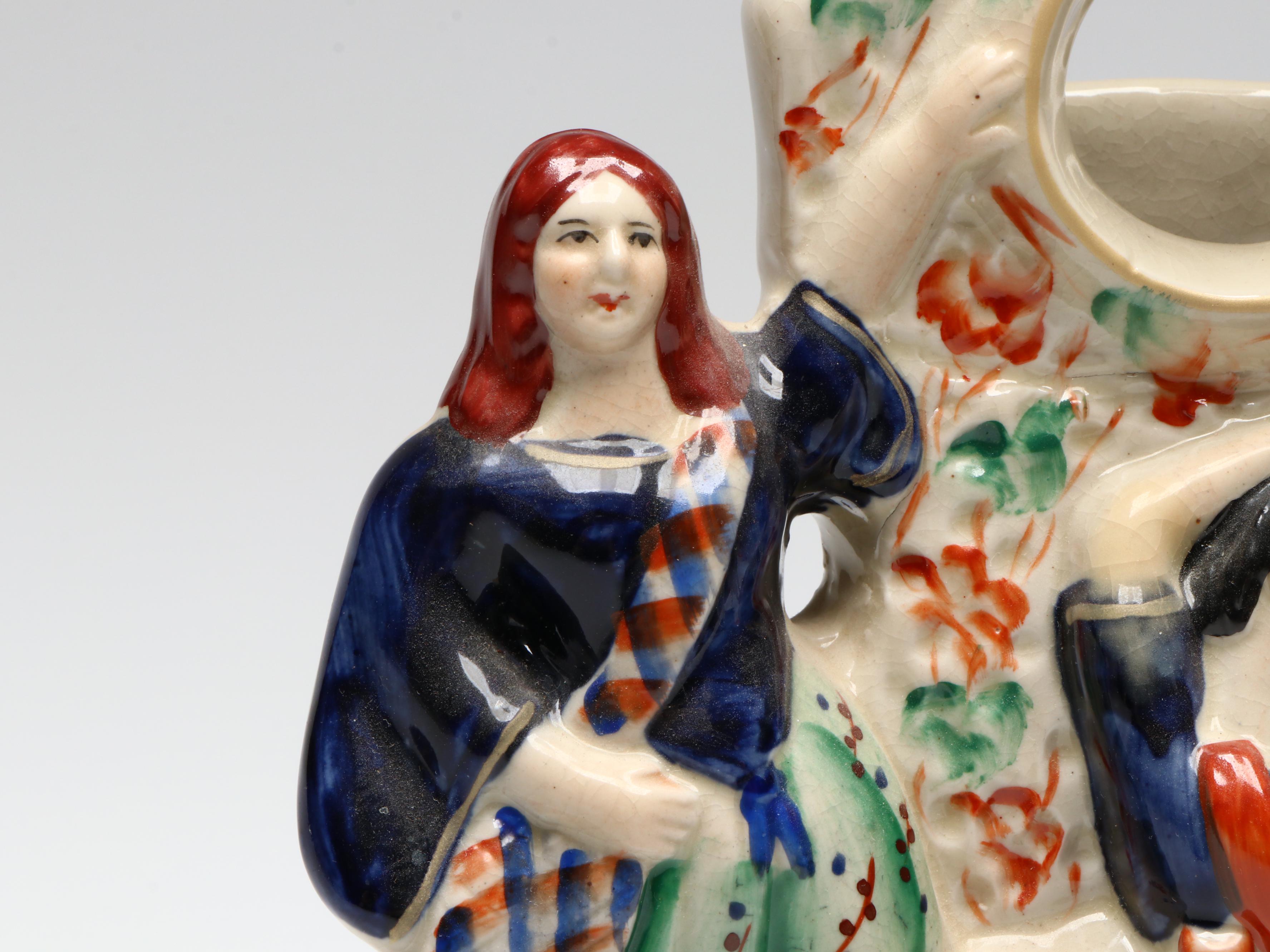 Staffordshire Three Graces Pocket Watch Holder, Late 19th Century