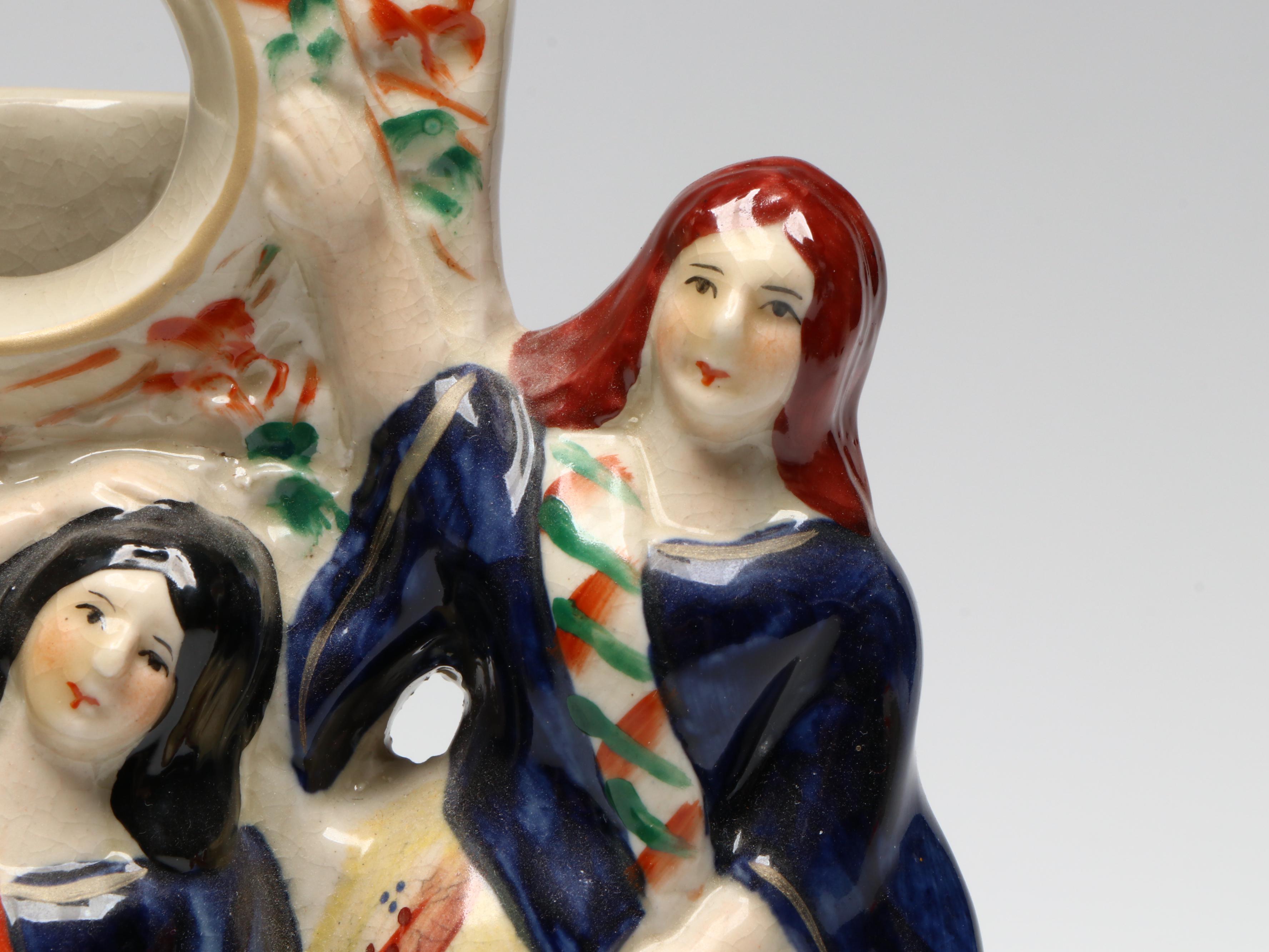 Staffordshire Three Graces Pocket Watch Holder, Late 19th Century