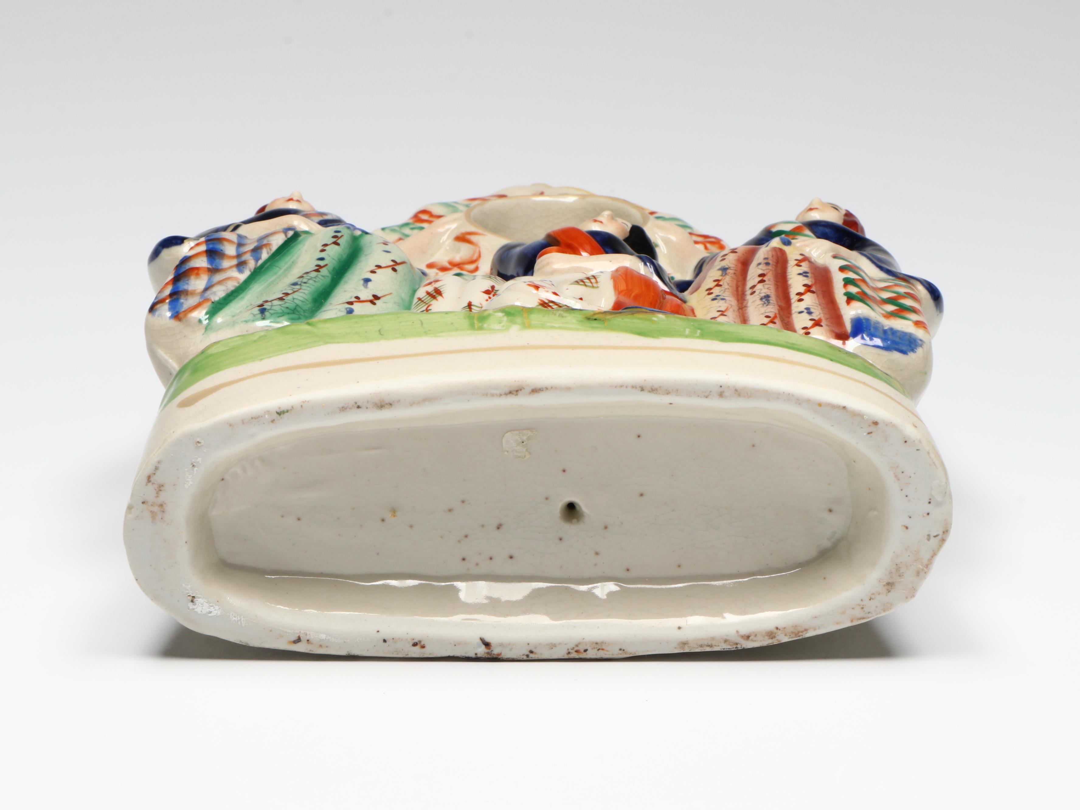 Staffordshire Three Graces Pocket Watch Holder, Late 19th Century