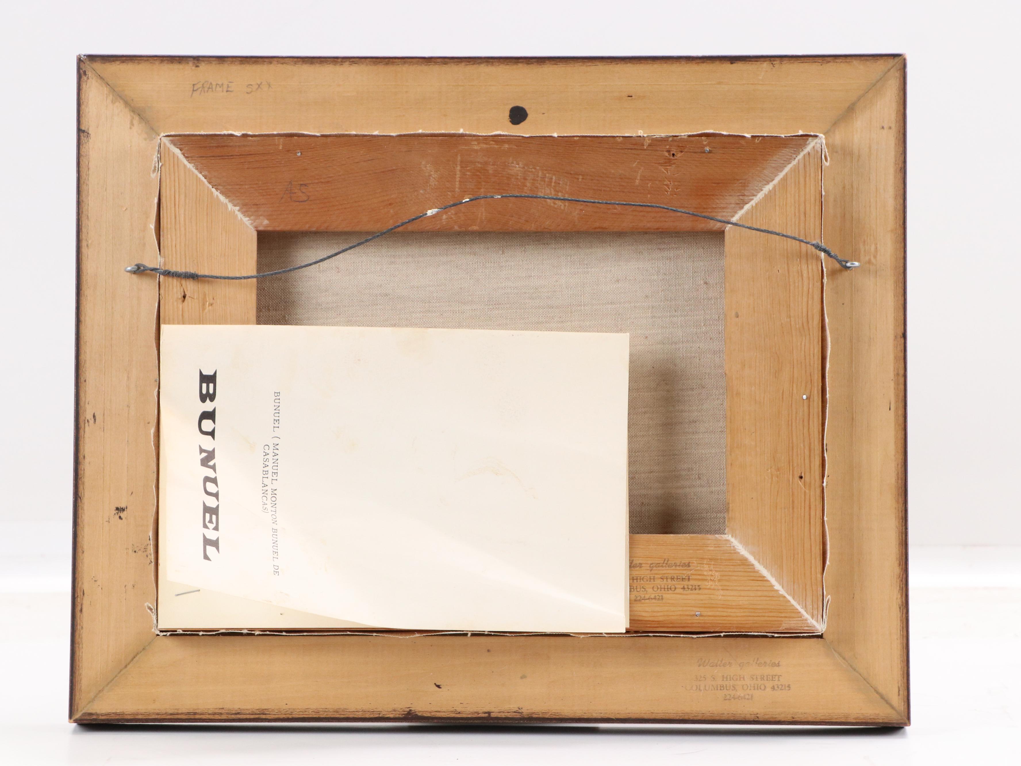 Bunuel Stylized Maritime Oil Painting of Sailboat in Bay, 1967