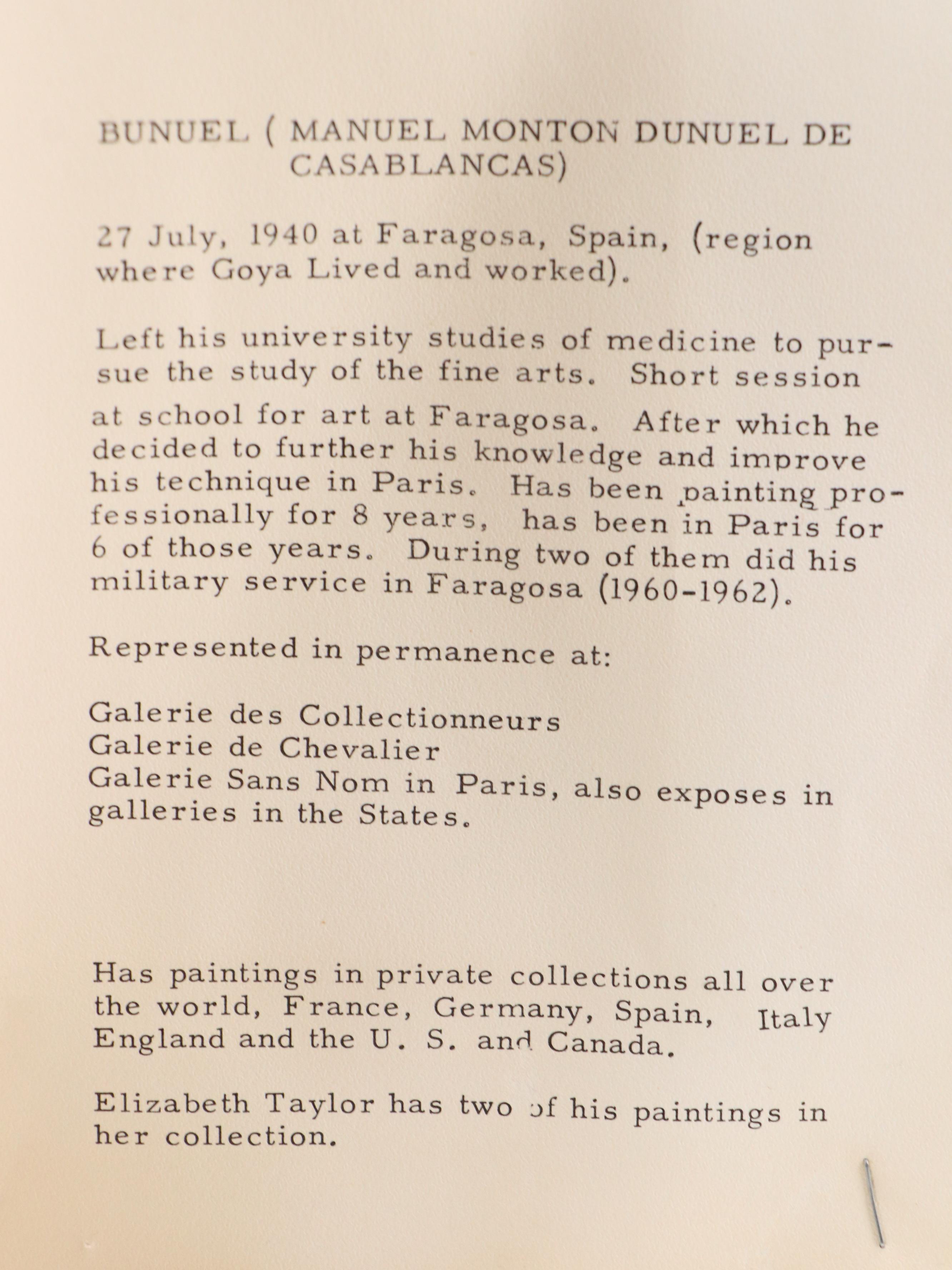 Bunuel Stylized Maritime Oil Painting of Sailboat in Bay, 1967