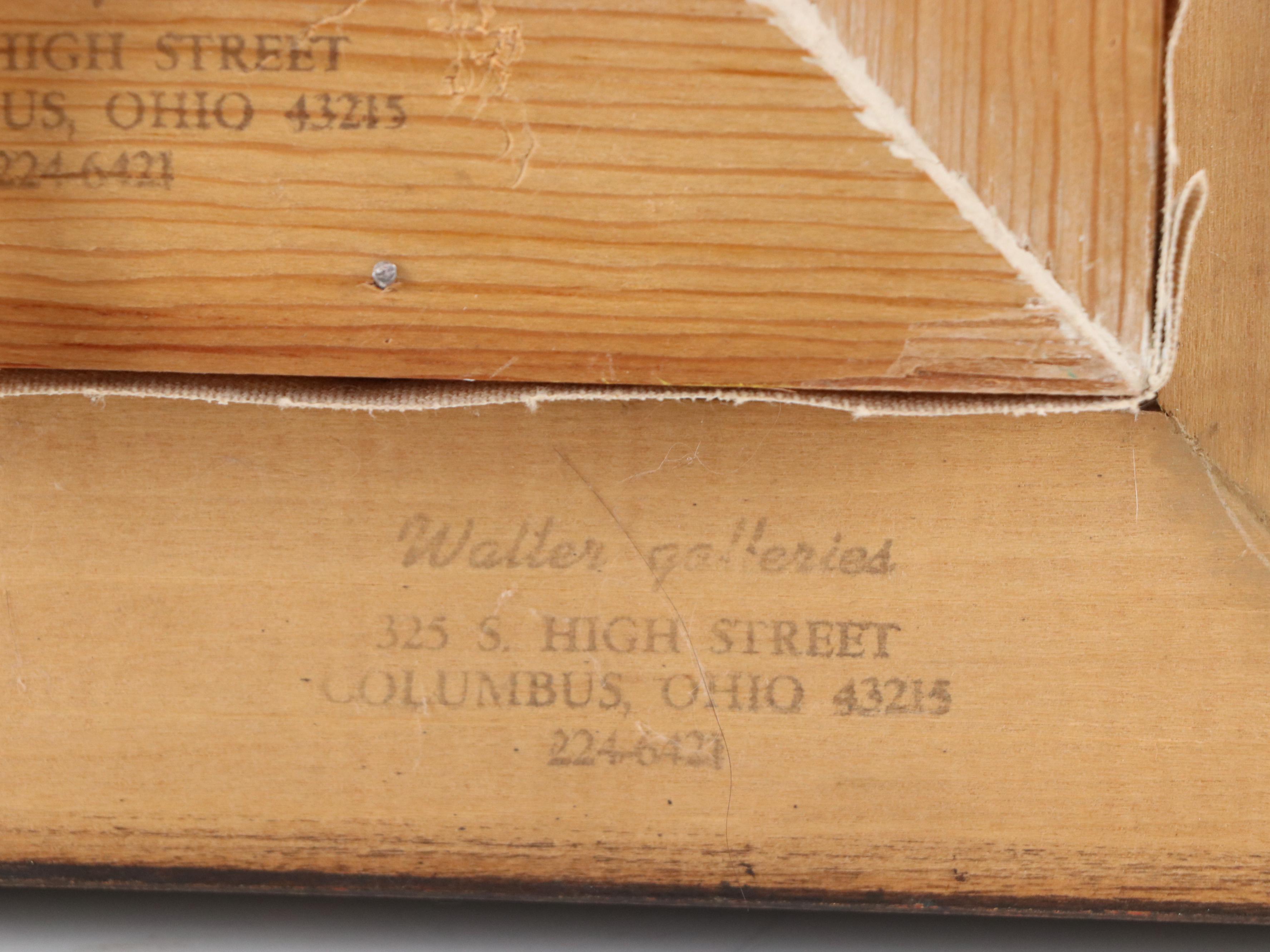 Bunuel Stylized Maritime Oil Painting of Sailboat in Bay, 1967