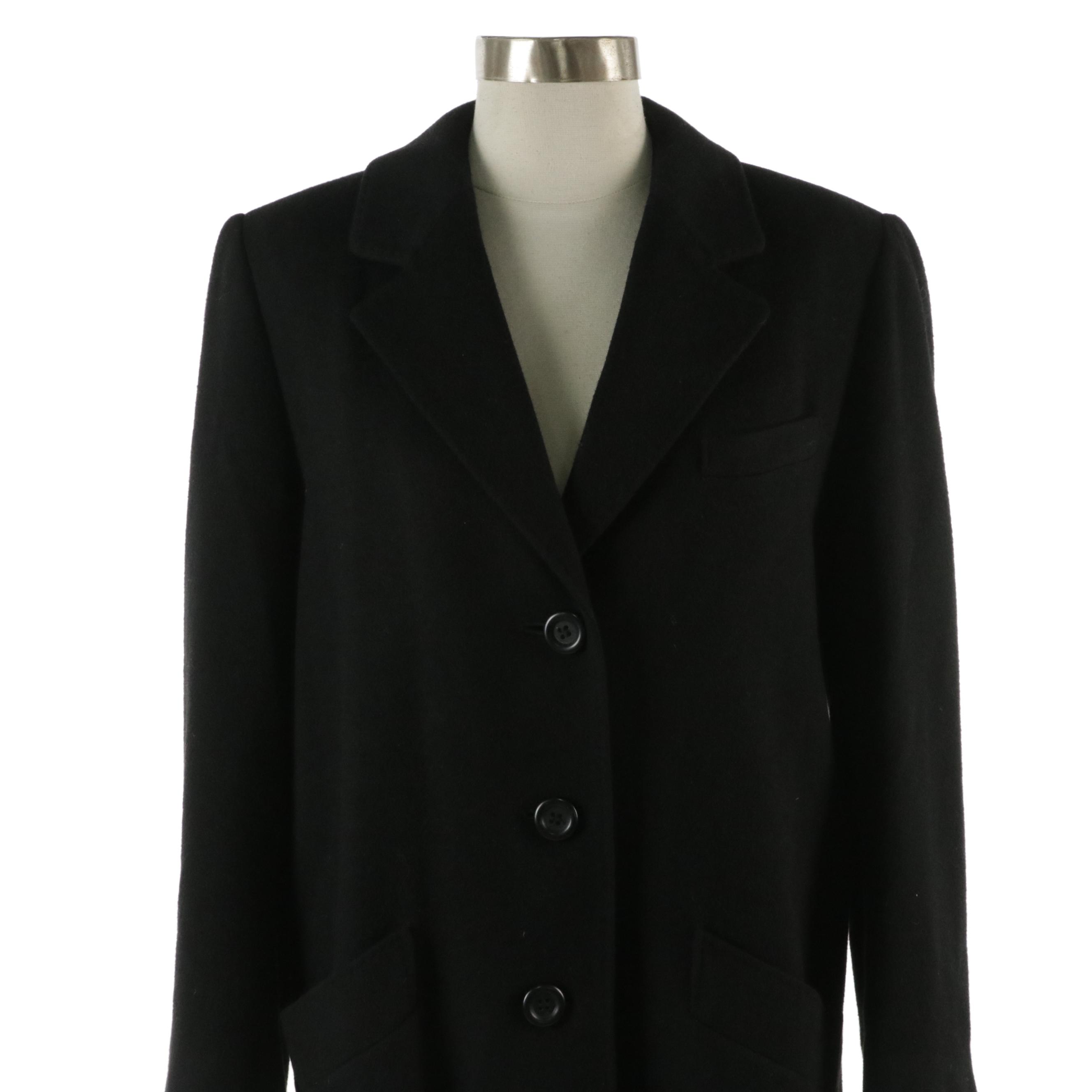 Fleurette Vintage Black Camel Hair Long Coat