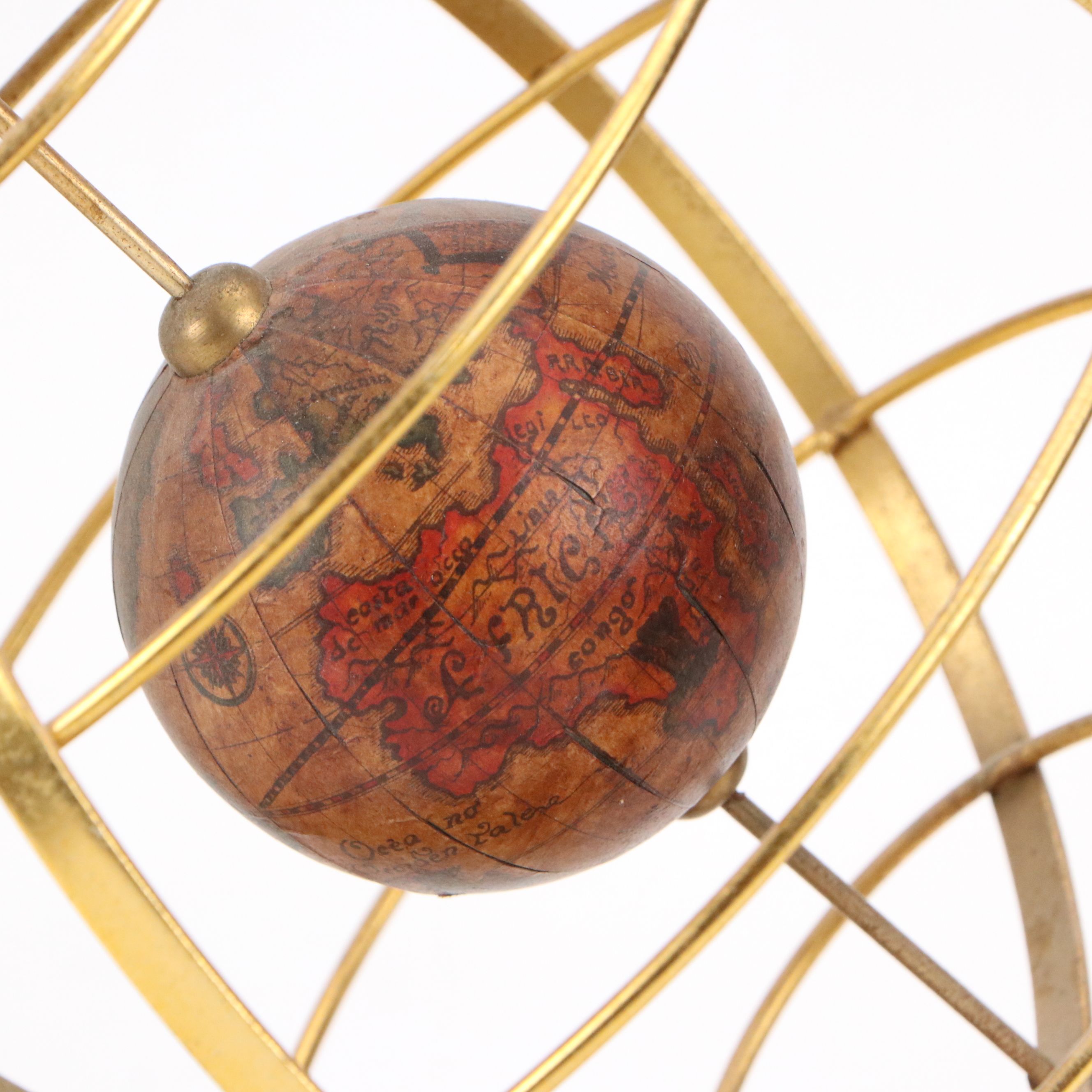 Italian Wood and Brass Armillary Sphere