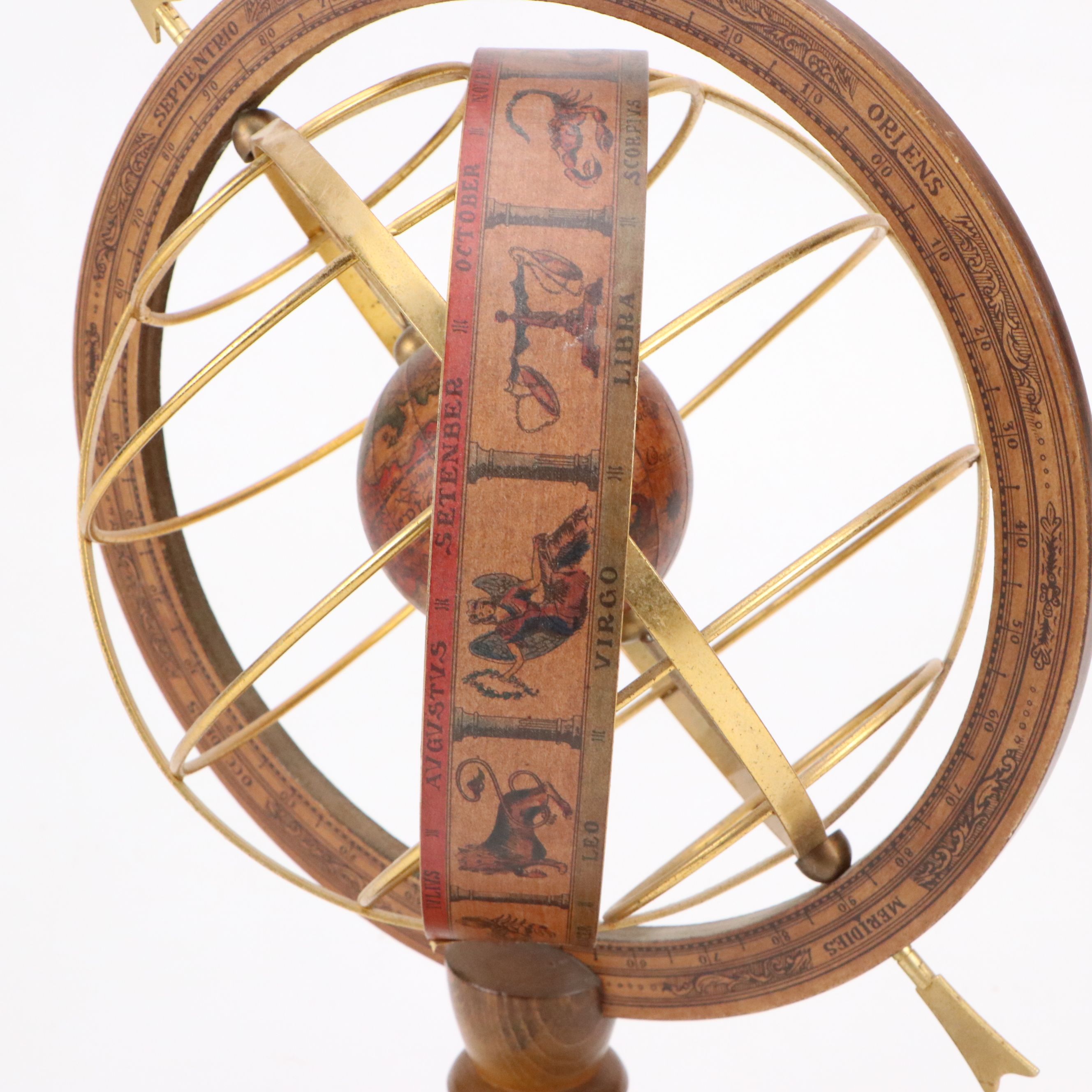 Italian Wood and Brass Armillary Sphere