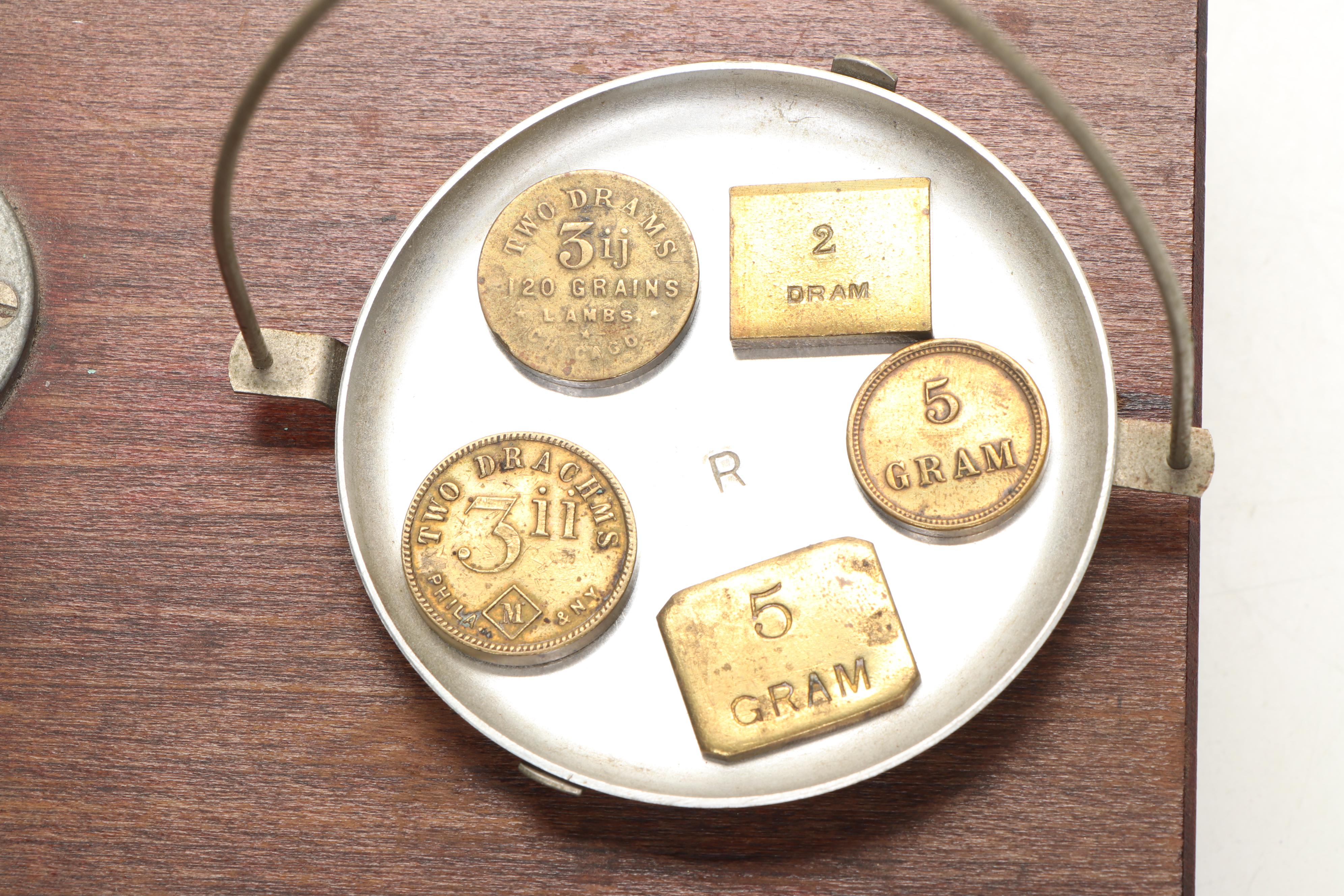 E.J. Cady & Co. Antique Scale, 1919, and Harshaw Scientific Apothecary Scale