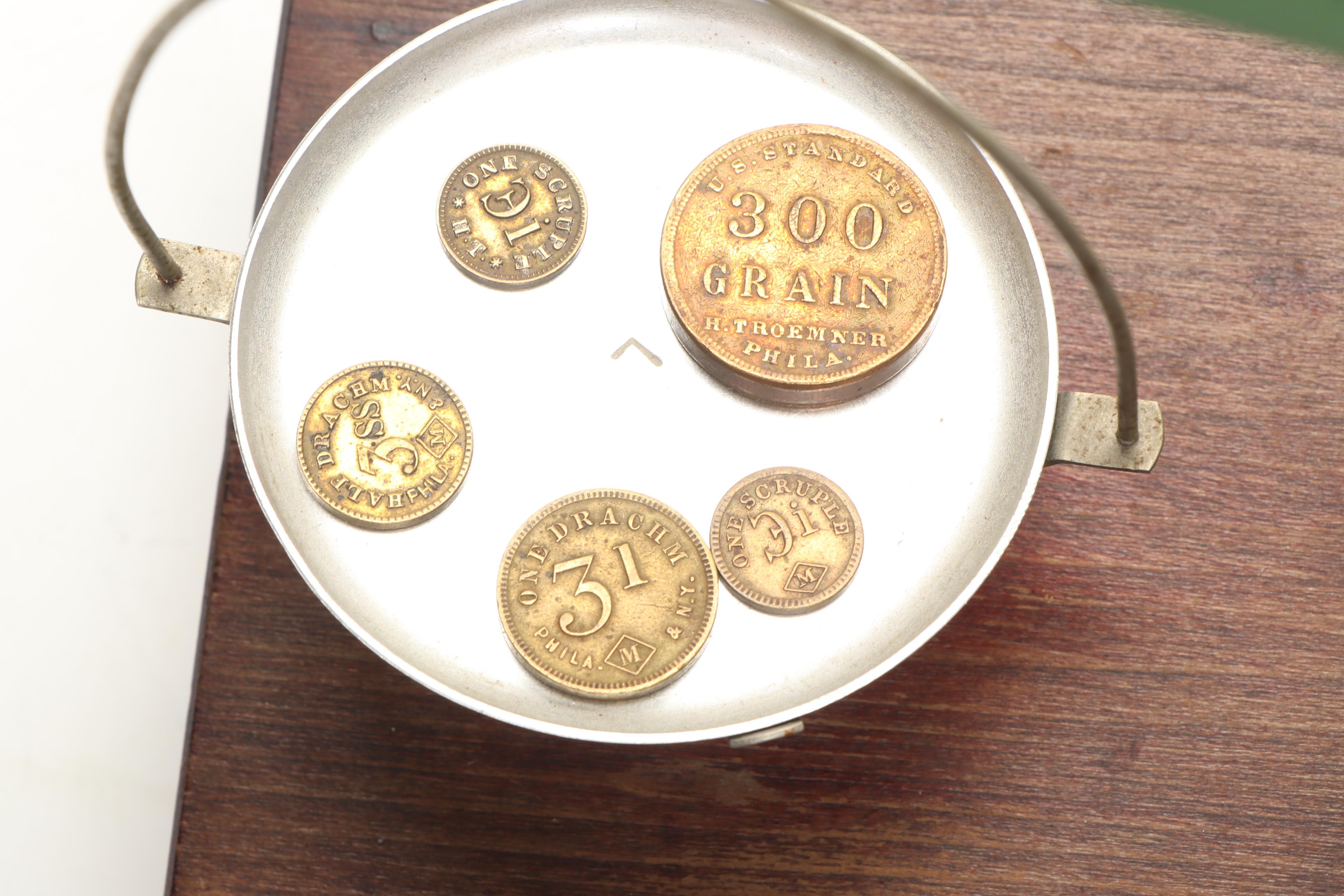 E.J. Cady & Co. Antique Scale, 1919, and Harshaw Scientific Apothecary Scale