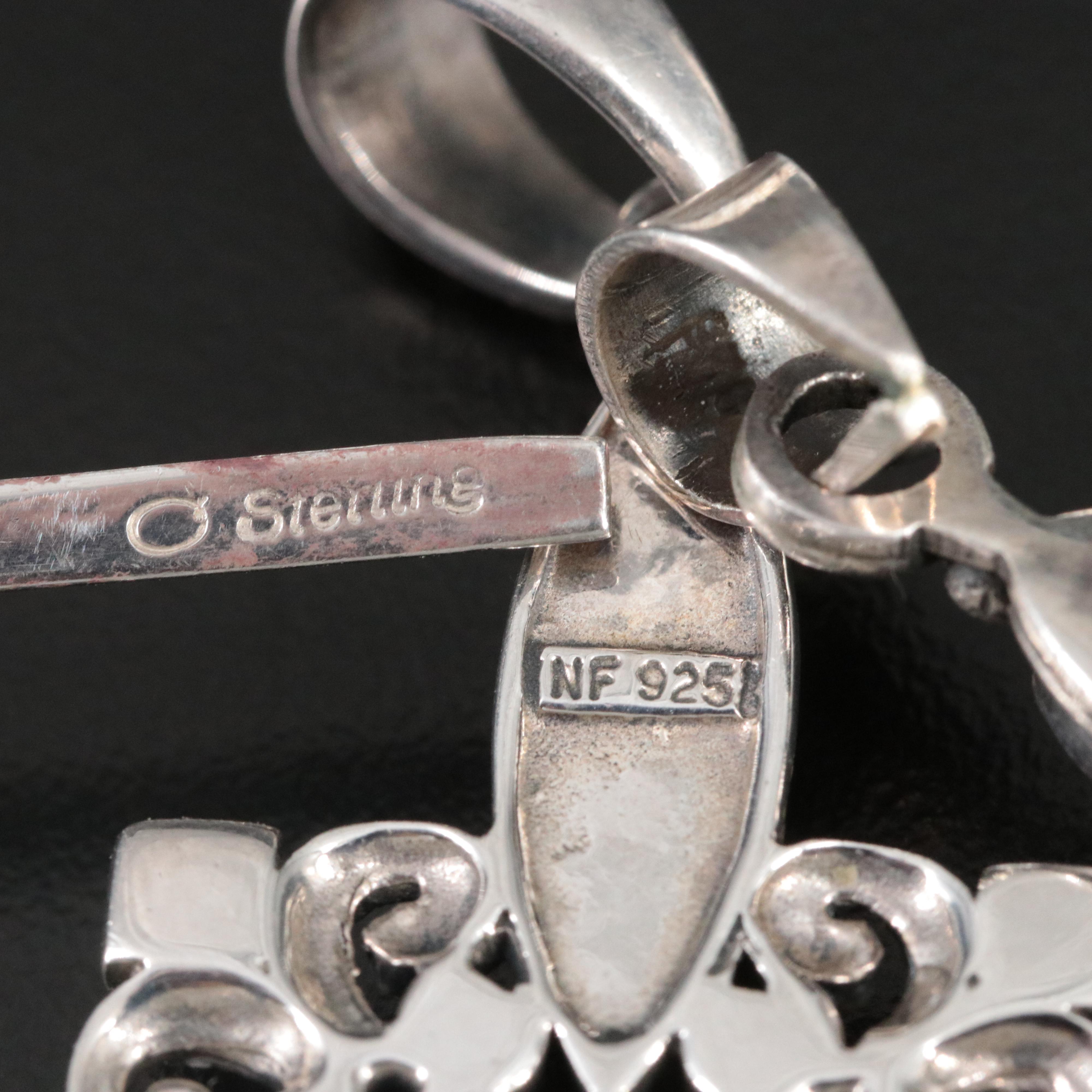 Sterling Gemstone Cross Pendants