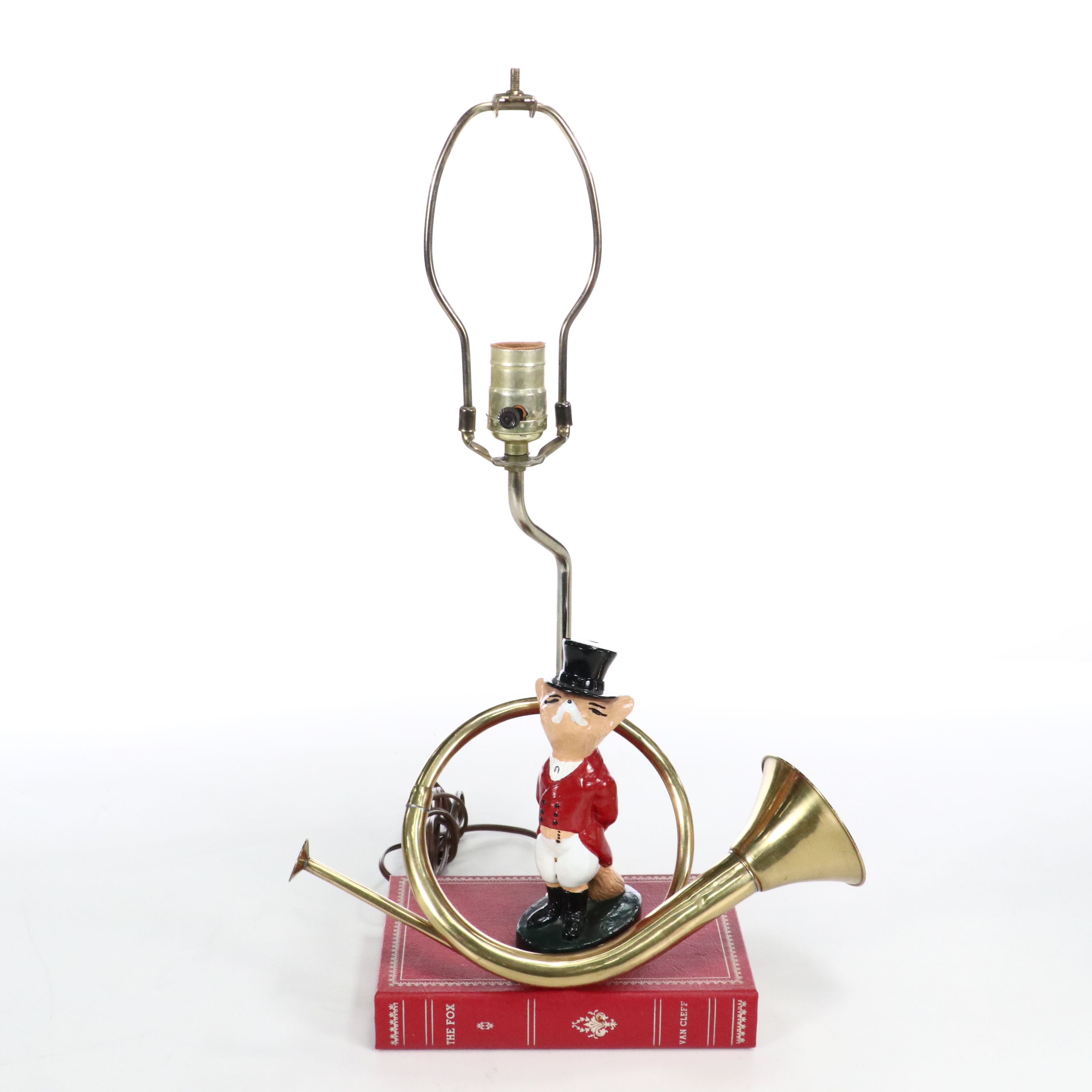 Snooty Fox Novelty Table Lamp with Red and Gold Oval Paper Shade