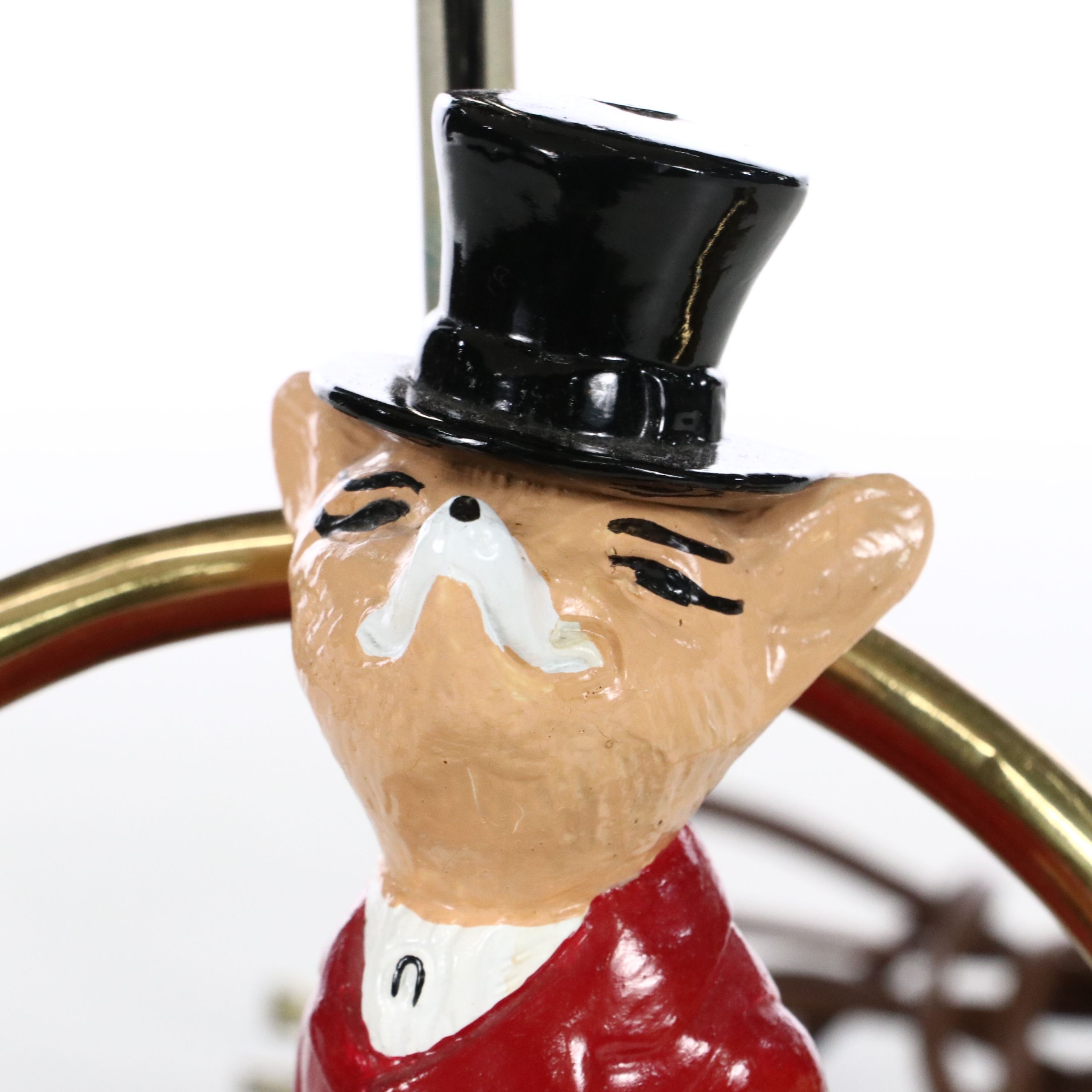 Snooty Fox Novelty Table Lamp with Red and Gold Oval Paper Shade