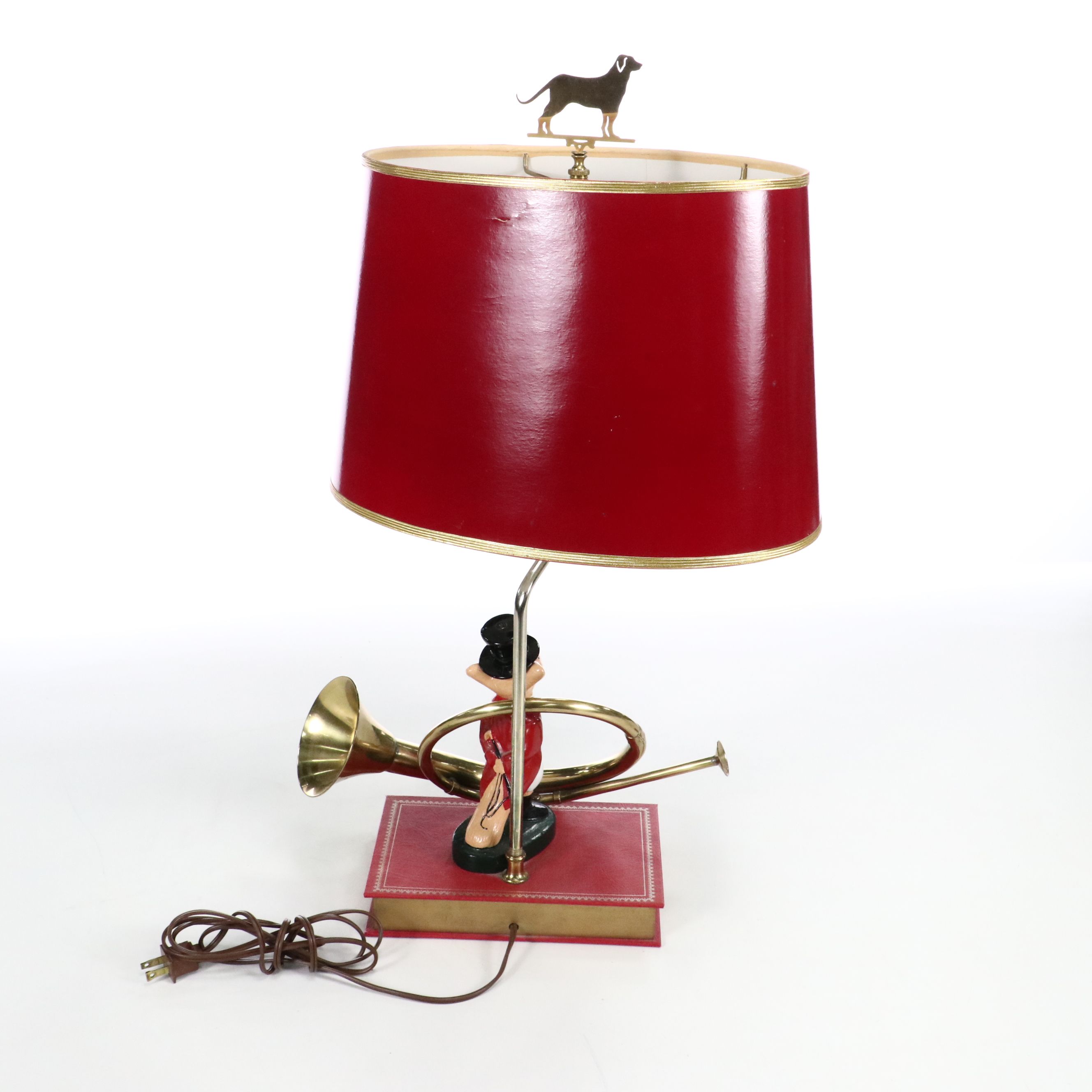 Snooty Fox Novelty Table Lamp with Red and Gold Oval Paper Shade