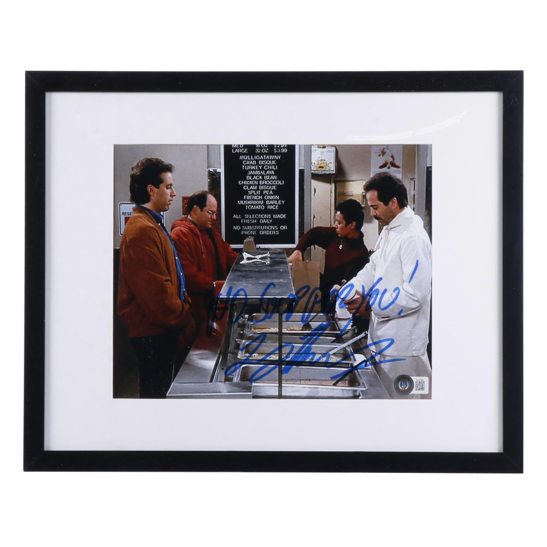 Larry Thomas Signed “No Soup For You!” Seinfeld Print in Matted Frame, Beckett