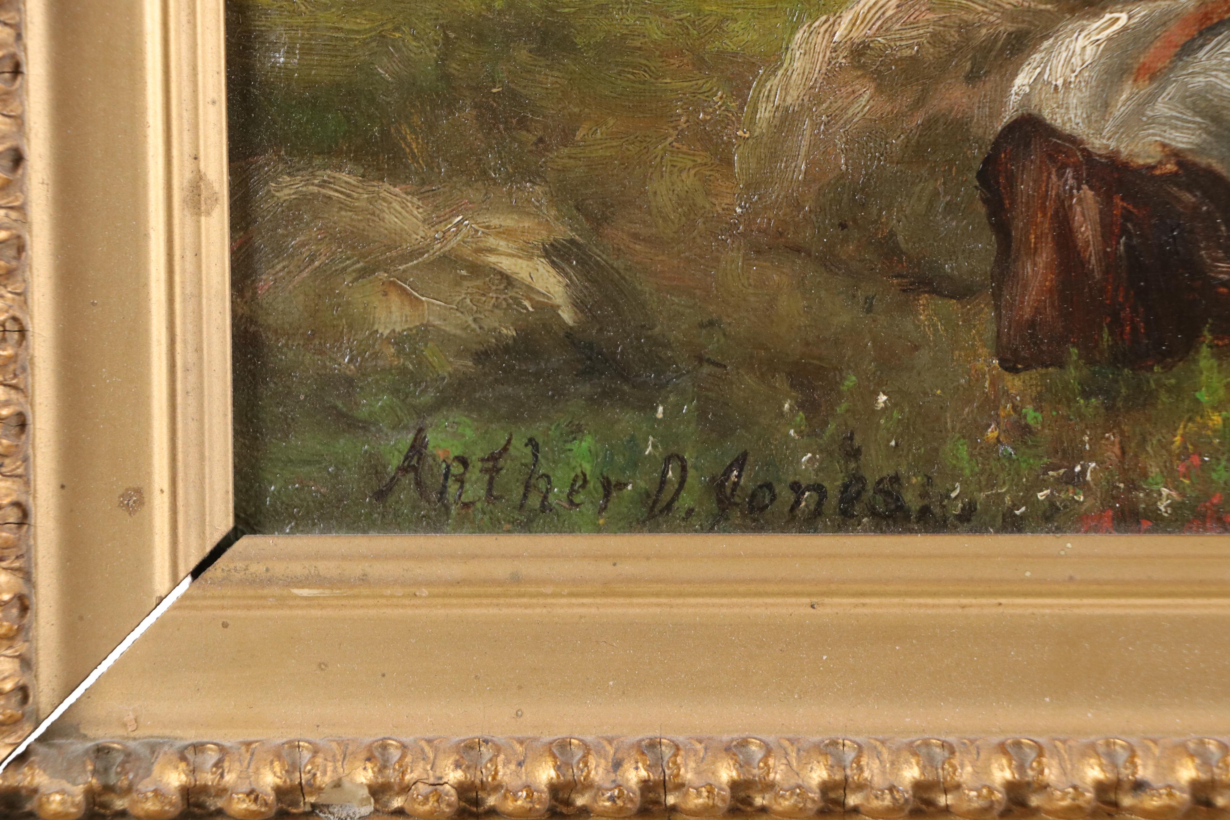 Arthur D. Jones Oil Painting of Women Lounging on Rocks, 20th Century