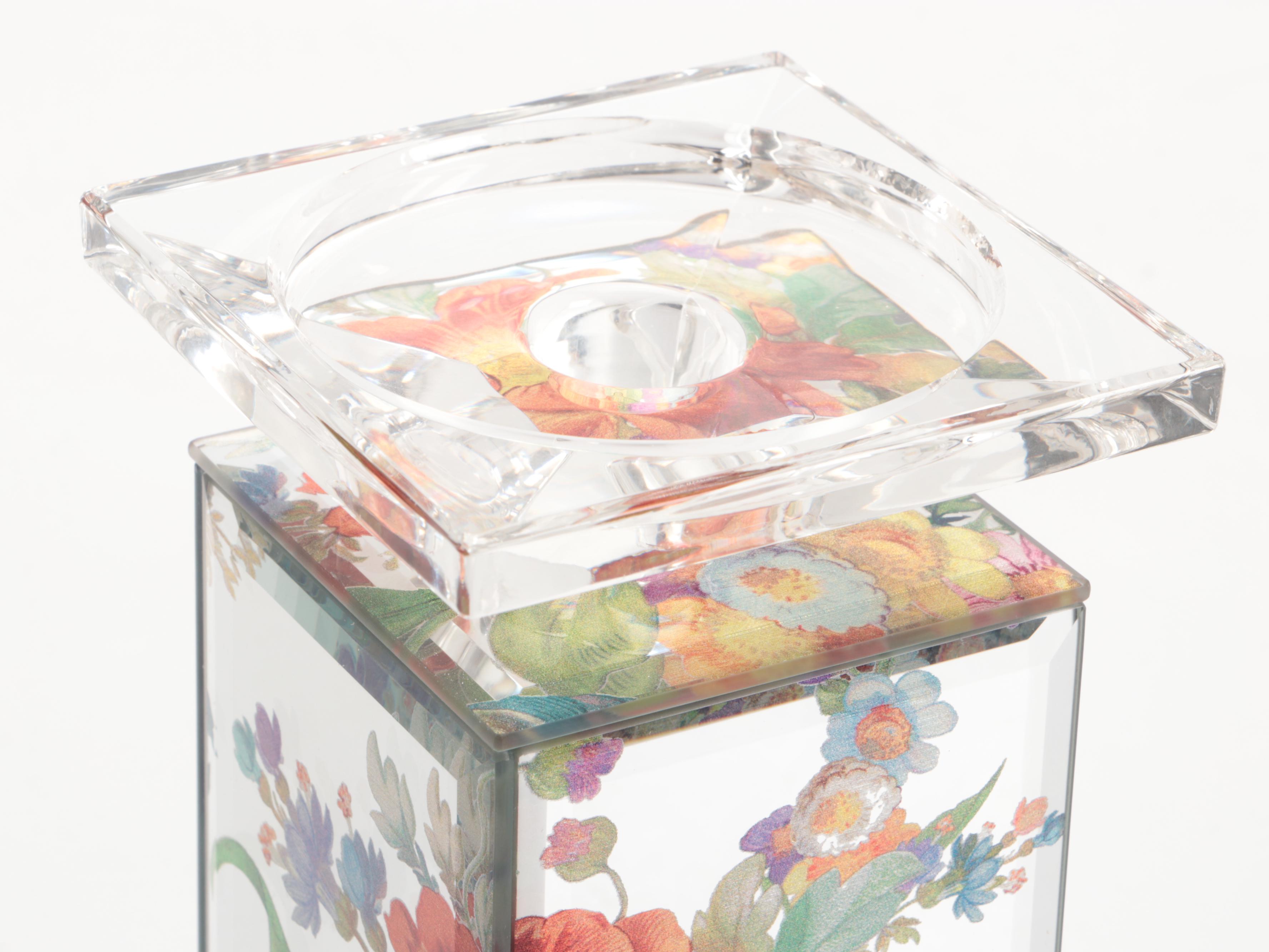MacKenzie-Childs Glass Mirrored Column Candle Holder