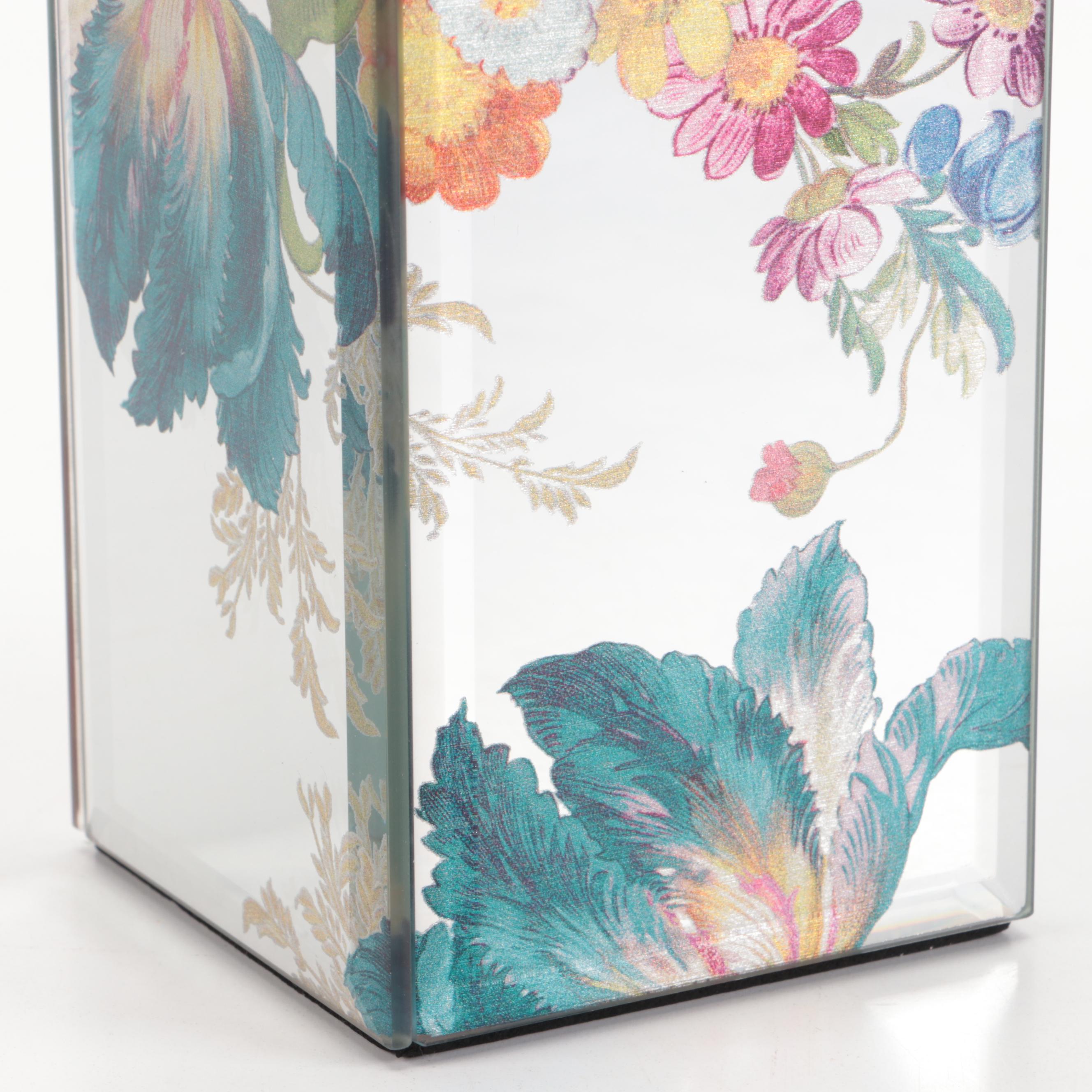 MacKenzie-Childs Glass Mirrored Column Candle Holder