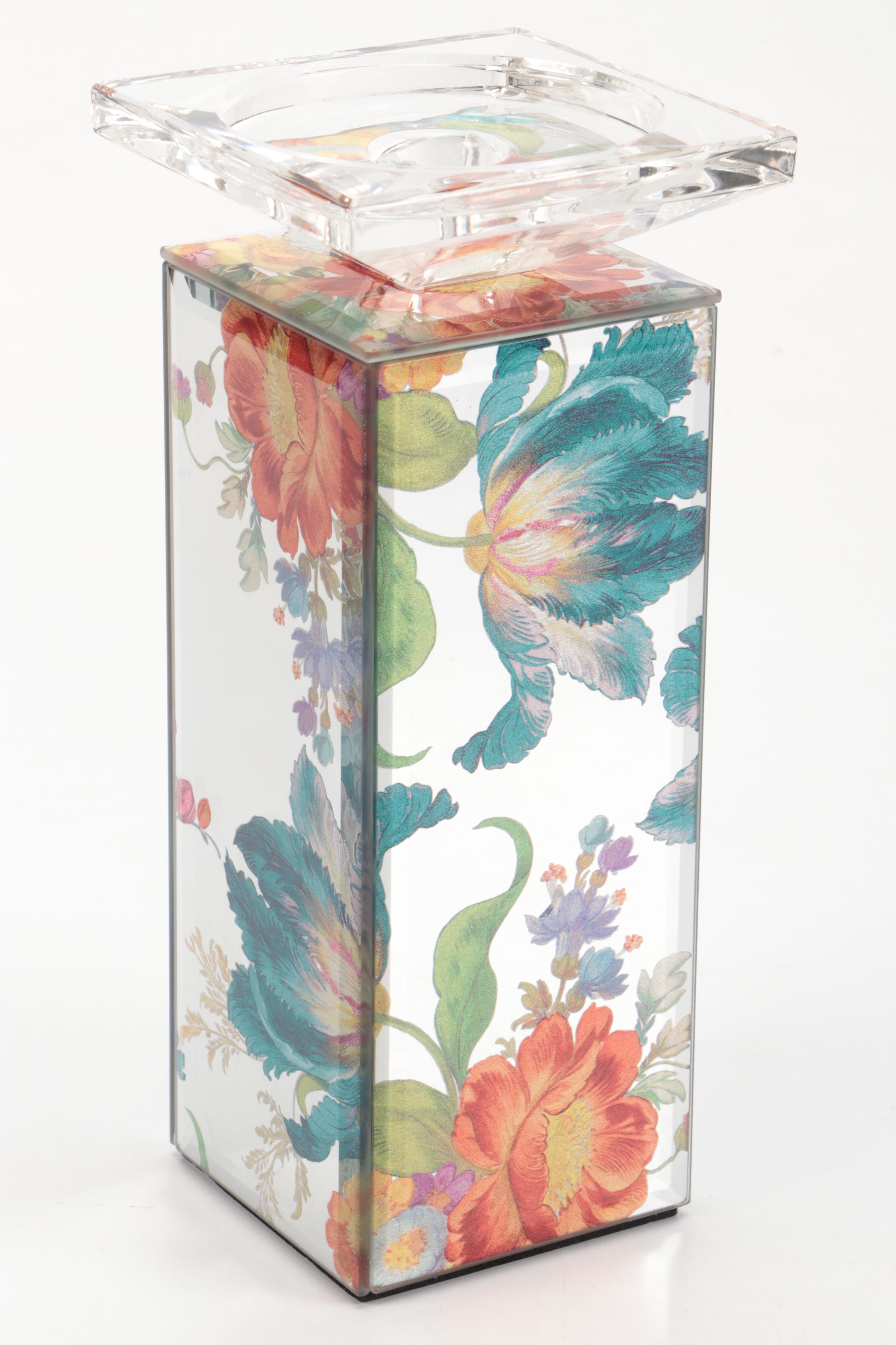 MacKenzie-Childs Glass Mirrored Column Candle Holder