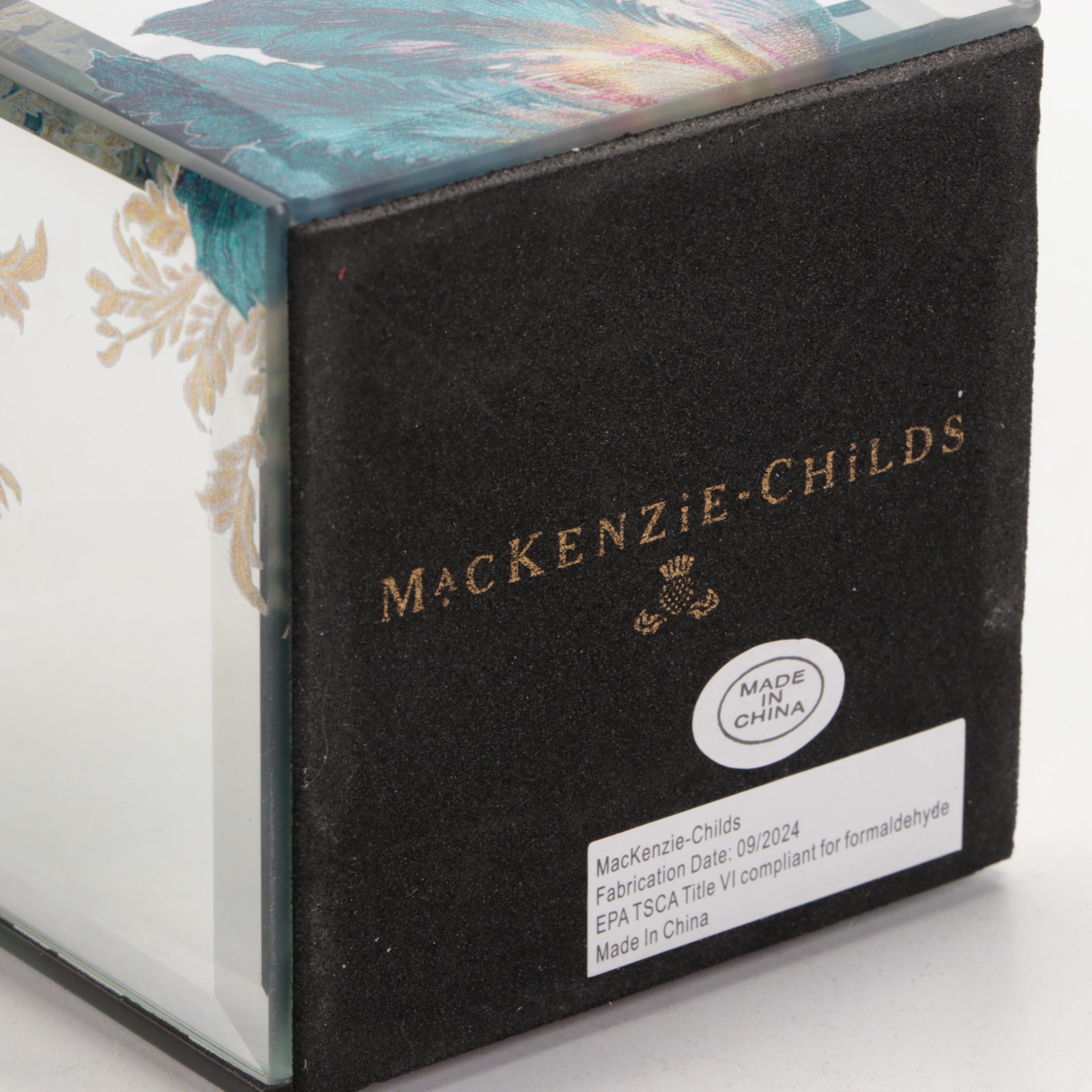 MacKenzie-Childs Glass Mirrored Column Candle Holder