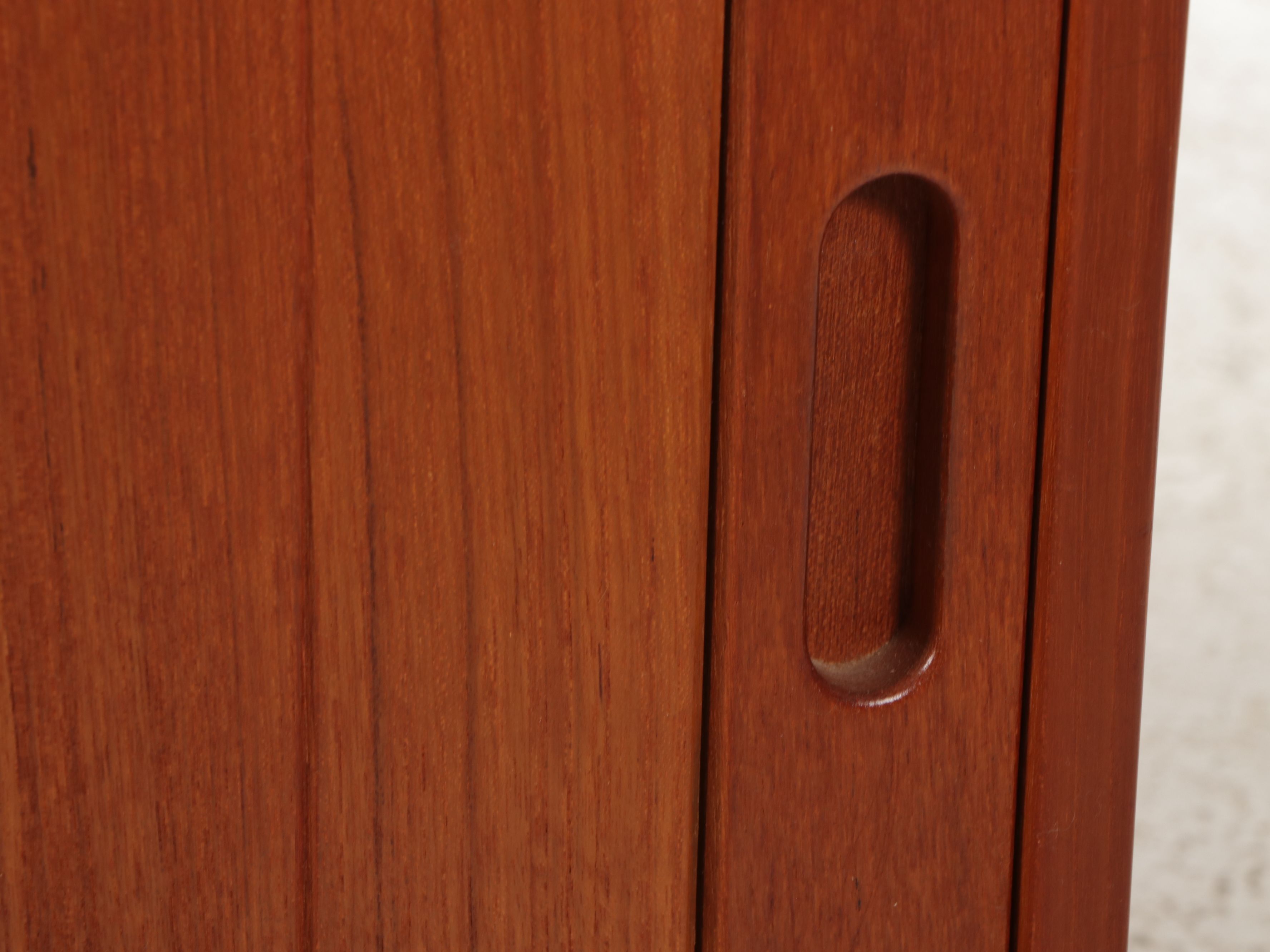 Danish Modern Teak Sliding Door Cabinets with Glass Front Hutch Top