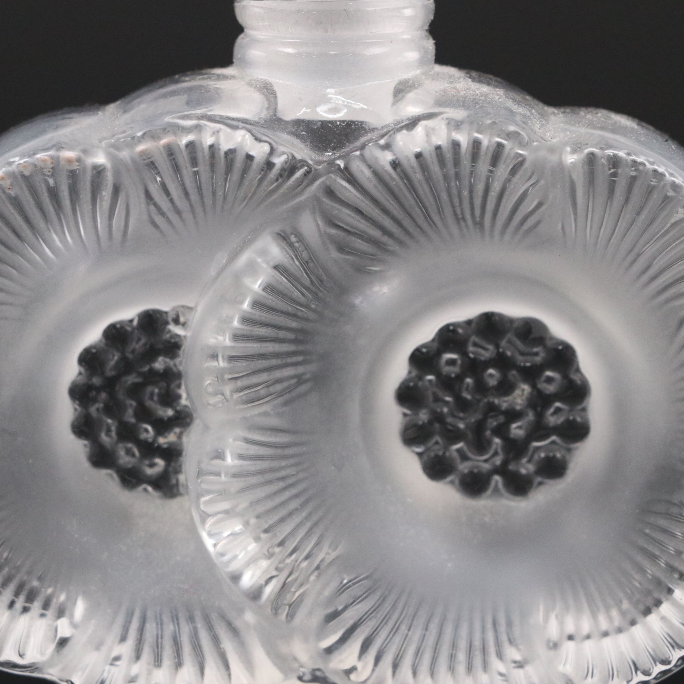 Lalique "Deux Fleurs" Frosted and Clear Crystal Perfume Bottle