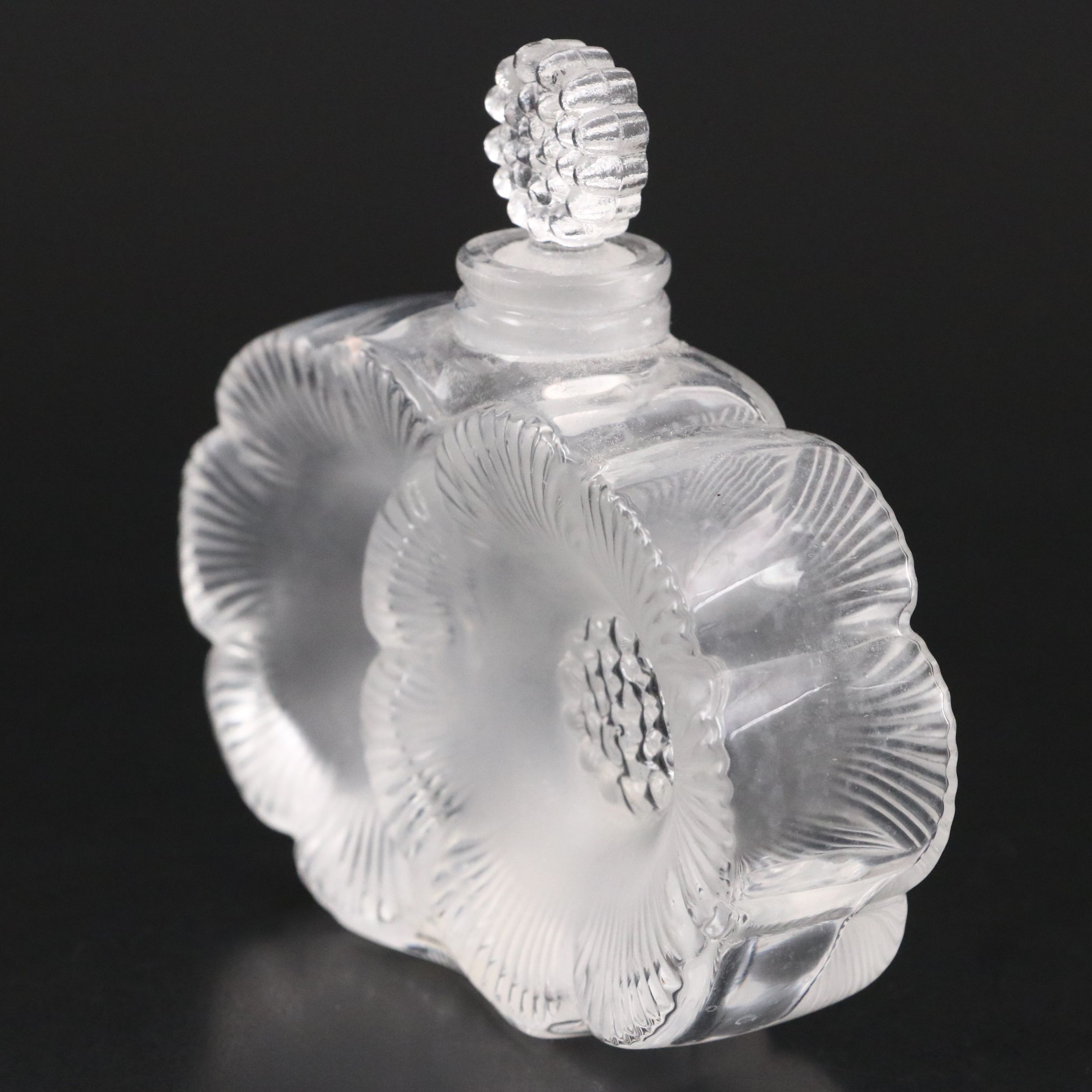 Lalique "Deux Fleurs" Frosted and Clear Crystal Perfume Bottle